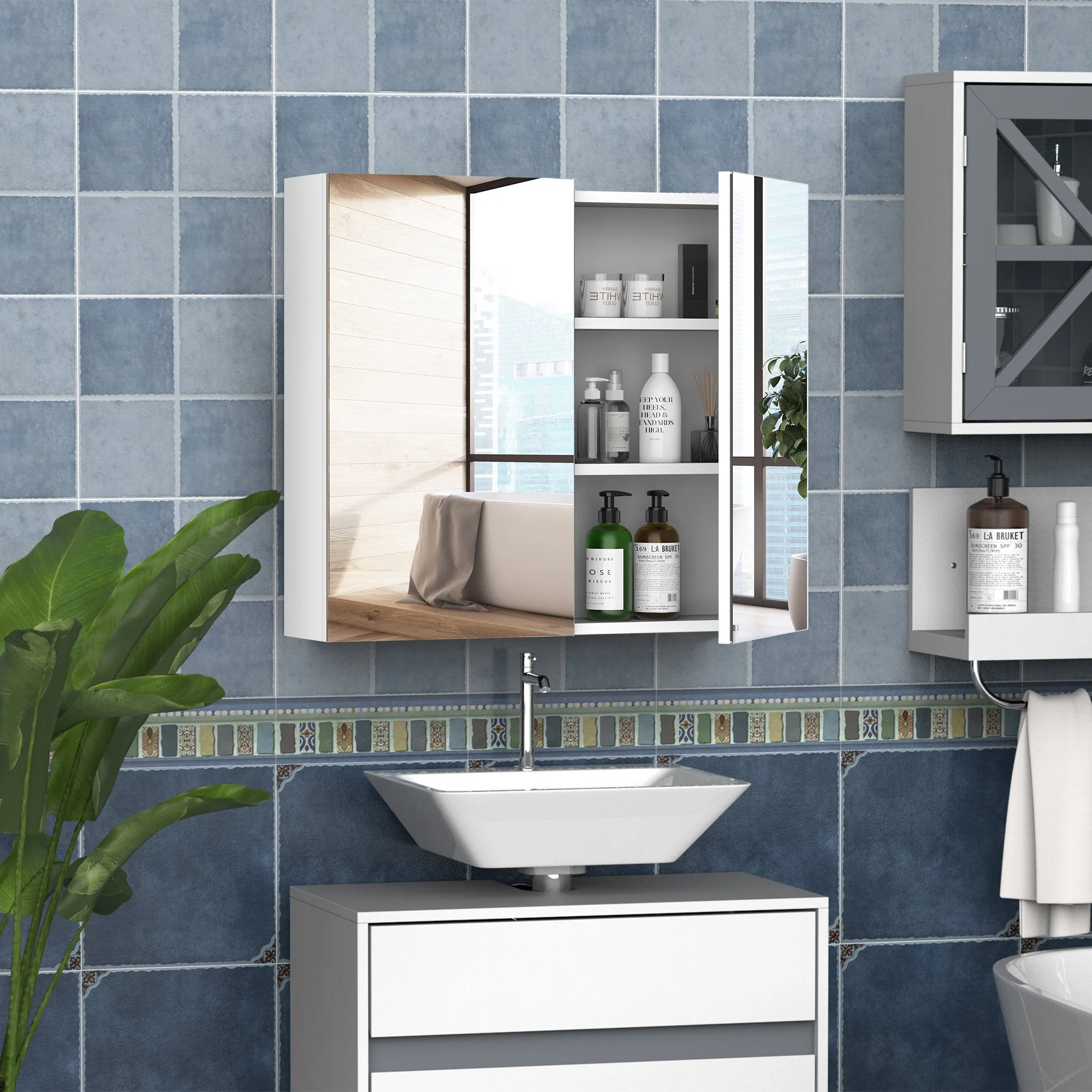 Homcom Bathroom Wall Cabinet - Image 2
