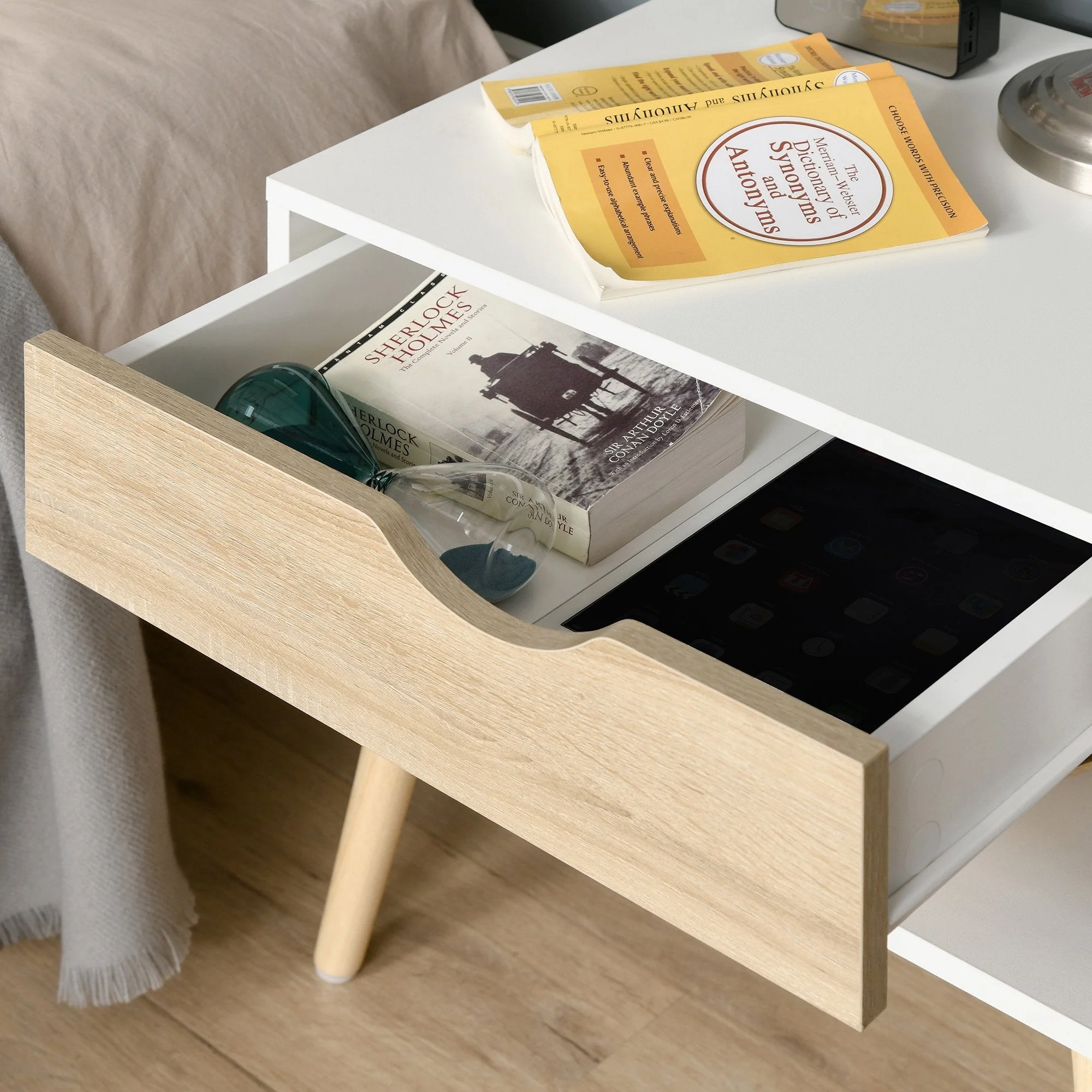 Homcom Bedside Table With Drawer And Shelf Nightstand Storage Chest For Bedroom - Image 7