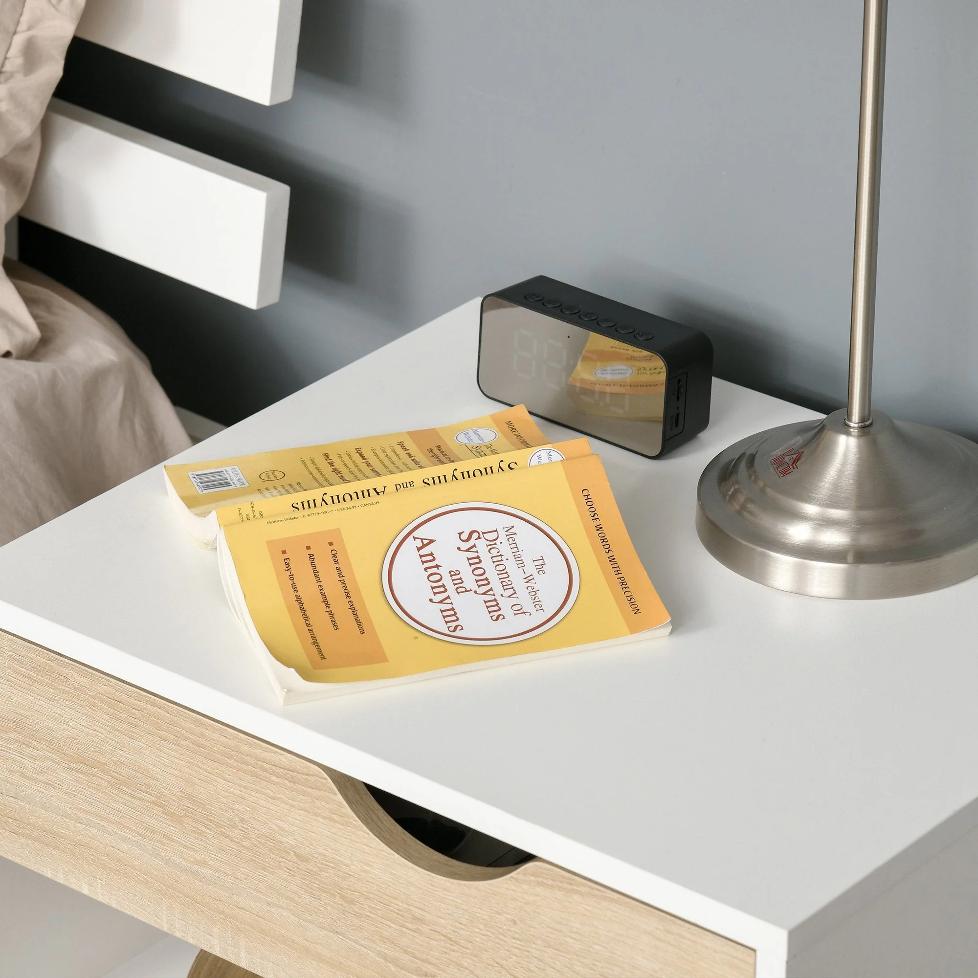 Homcom Bedside Table With Drawer And Shelf Nightstand Storage Chest For Bedroom - Image 8