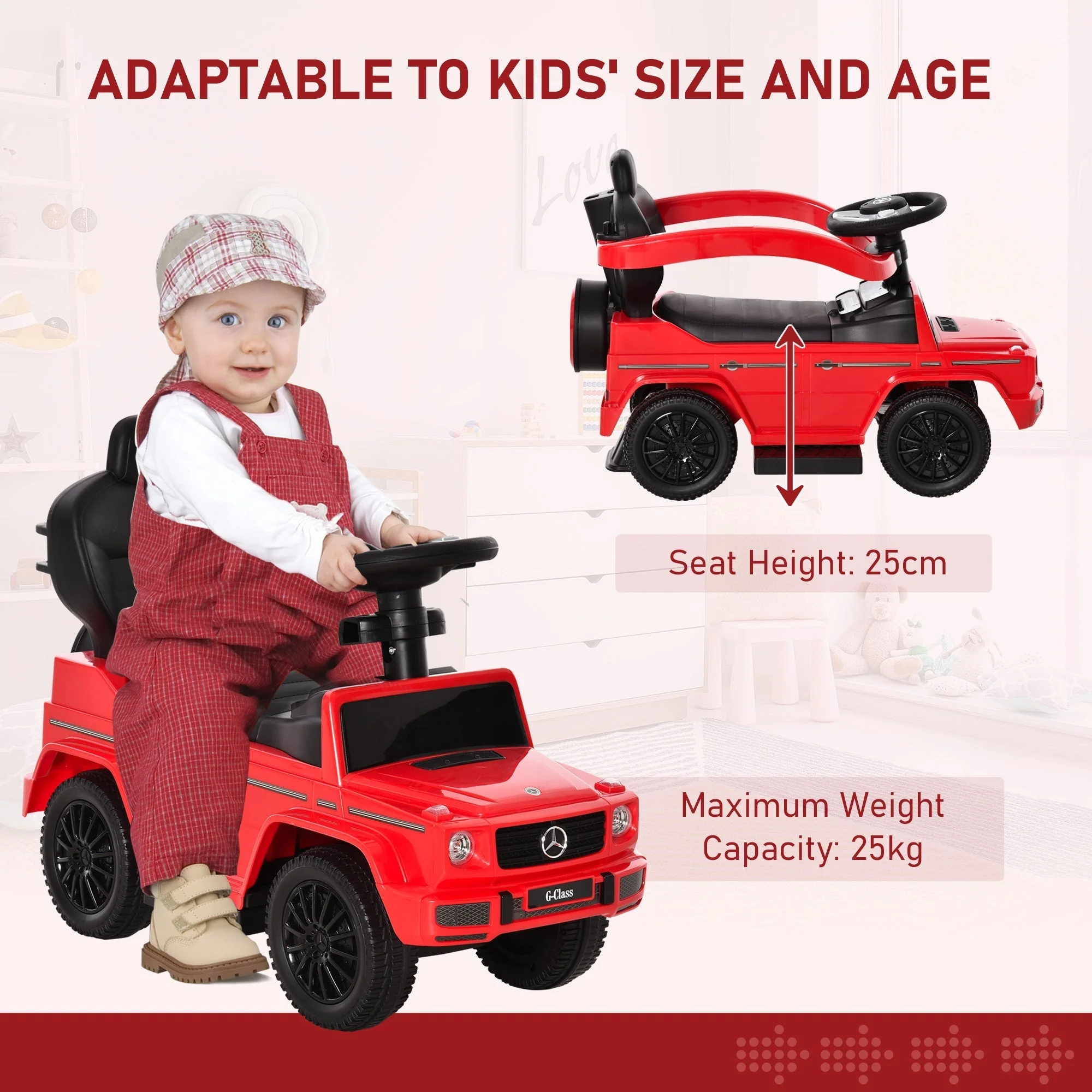 Homcom Benz G350 Ride-On Push Along Car Sliding Walker Floor Slider Stroller Toddler Vehicle - Image 4