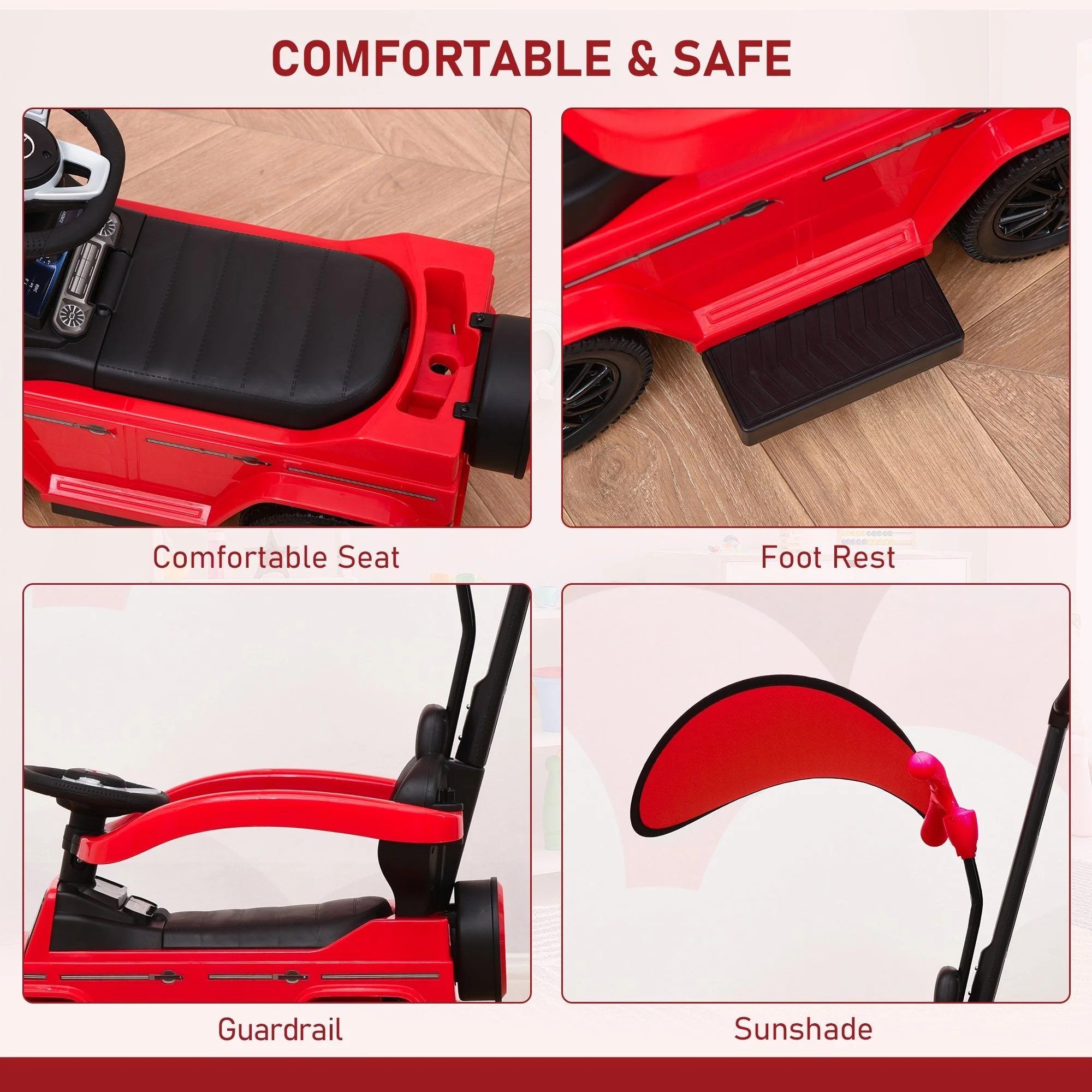 Homcom Benz G350 Ride-On Push Along Car Sliding Walker Floor Slider Stroller Toddler Vehicle - Image 6