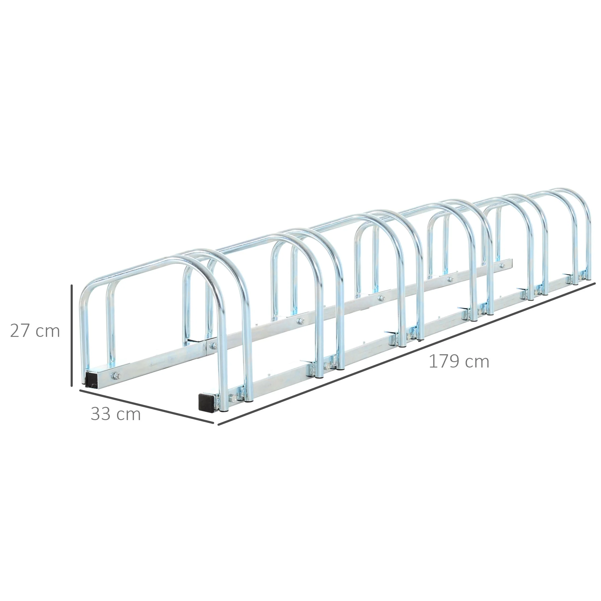 Homcom Bike Stand Parking Rack Floor or Wall Mount Bicycle Cycle Storage Locking Stand 179L x 33W x 27H (6 Racks - Image 3
