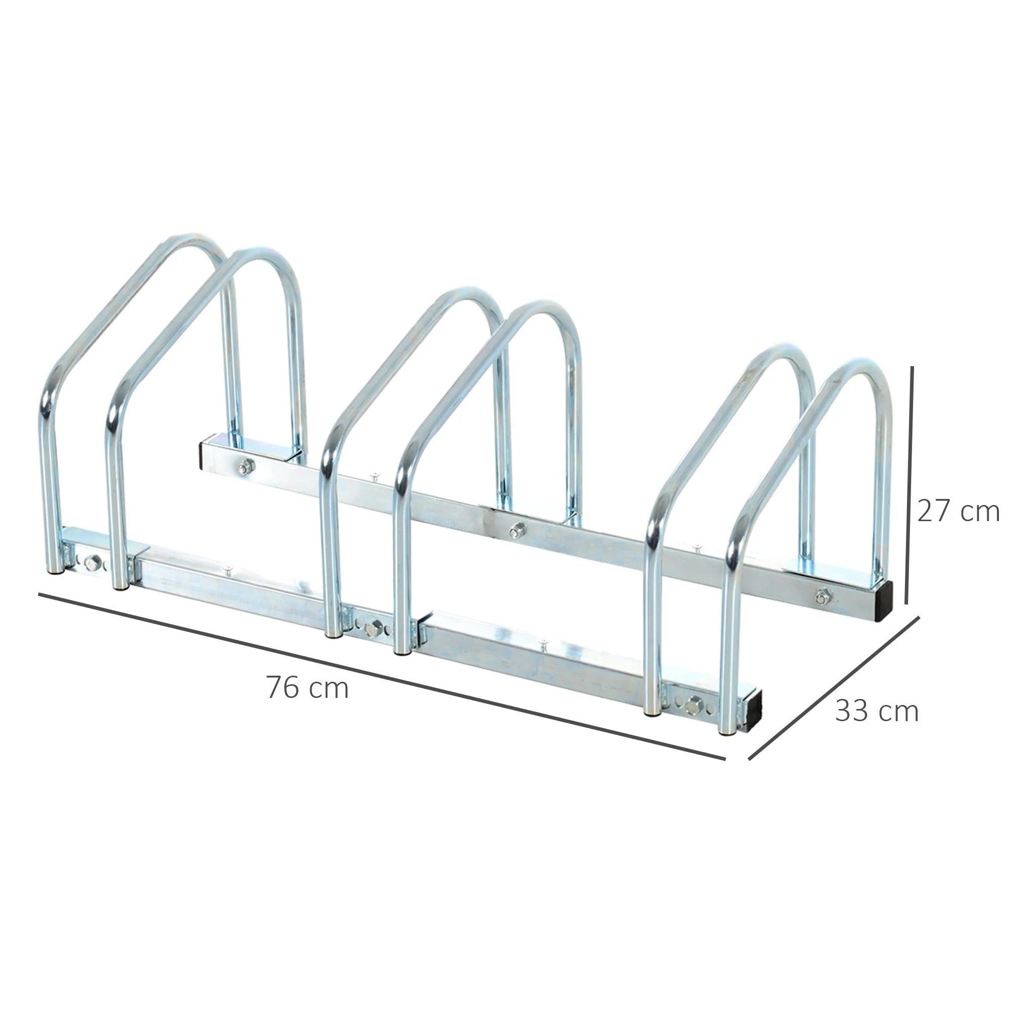 Homcom Bike Stand Parking Rack Floor or Wall Mount Bicycle Cycle Storage Locking Stand 76L x 33W x 27H (3 Racks - Image 3