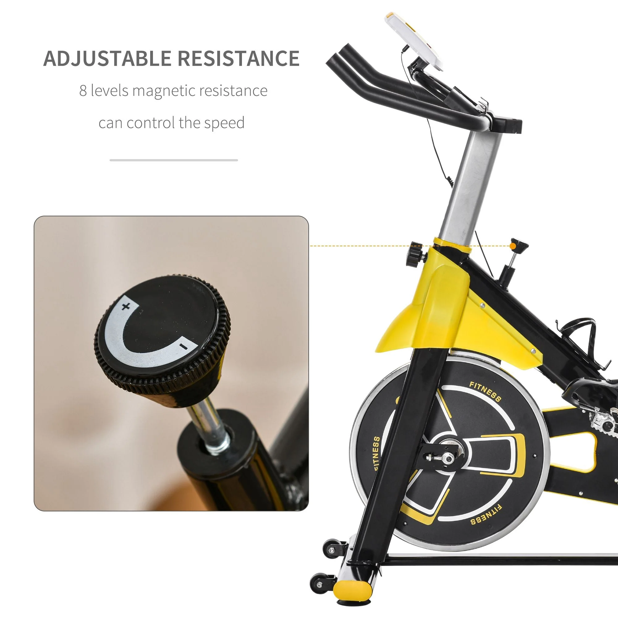 Homcom Cardio Exercise Bike with Belt Drive Adjustable Resistance Seat Handlebar LCD Display - Image 6