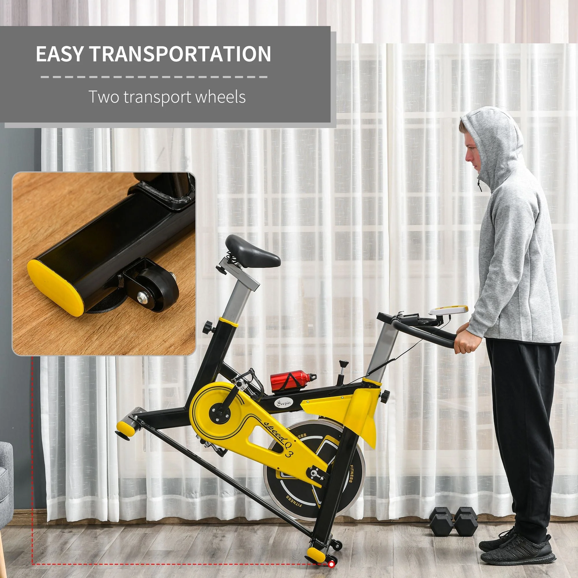 Homcom Cardio Exercise Bike with Belt Drive Adjustable Resistance Seat Handlebar LCD Display - Image 7