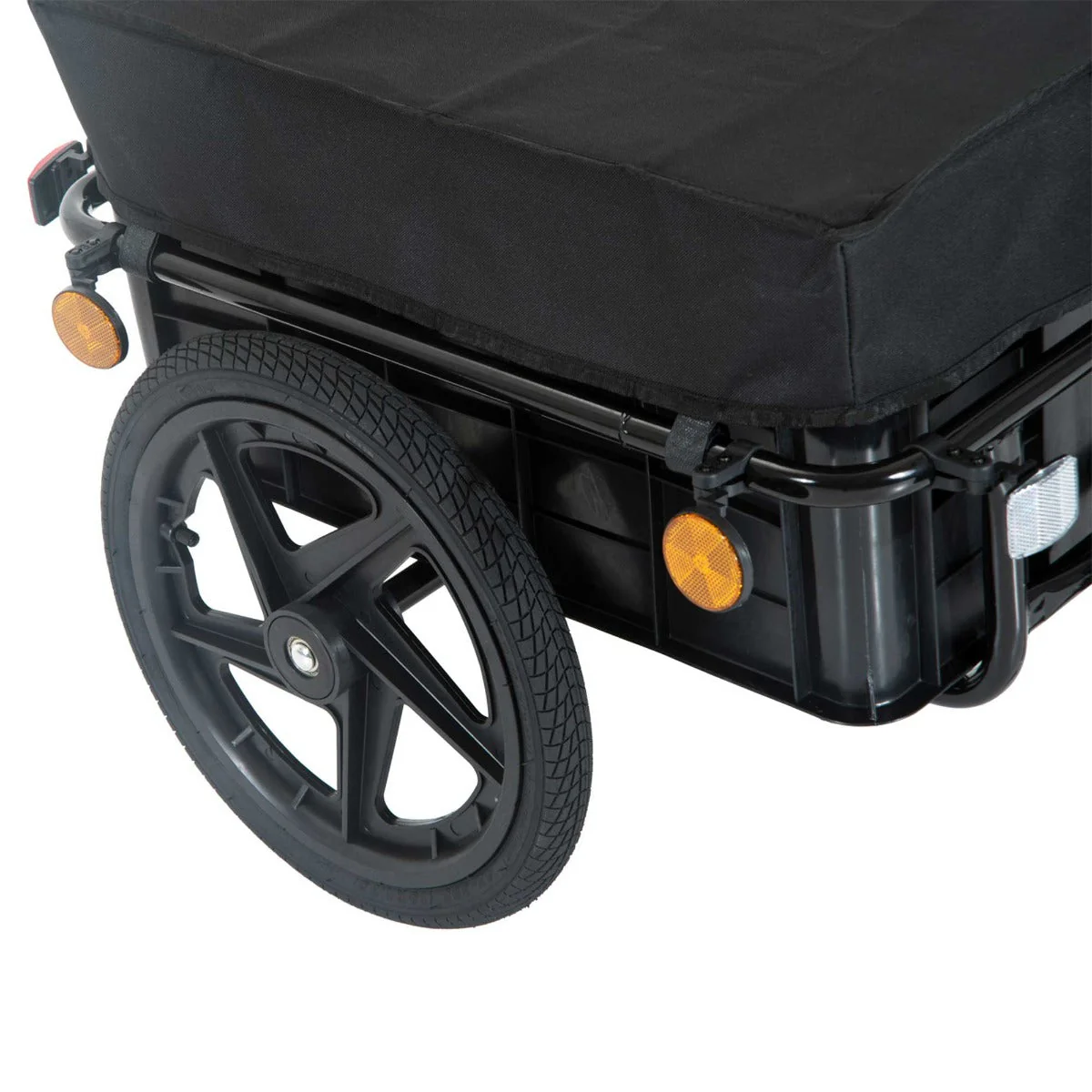 Homcom Cargo Trailer Bike Stroller Garden Trolley W/Carrier Utility Luggage & Wheels Black - Image 8