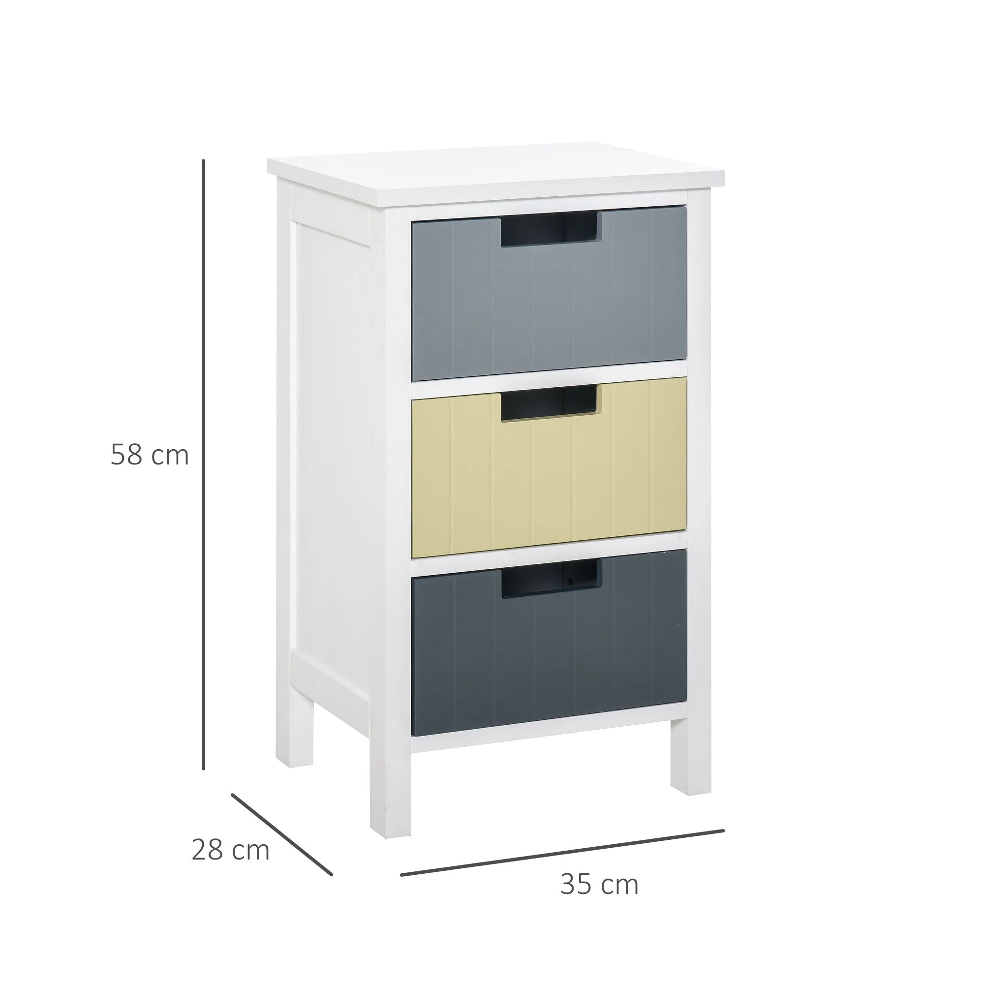 Homcom Chest of Drawers Storage Side Cabinet w/ 3 Detachable Drawers Home Furniture - Image 2