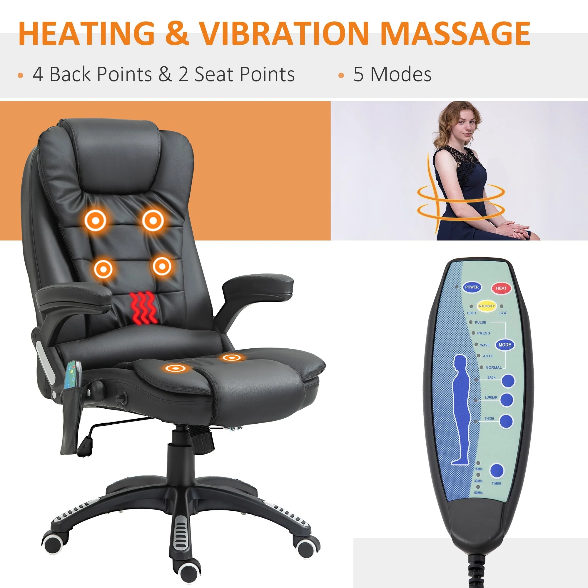 Homcom Executive Office Chair With Massage And Heat - Image 4