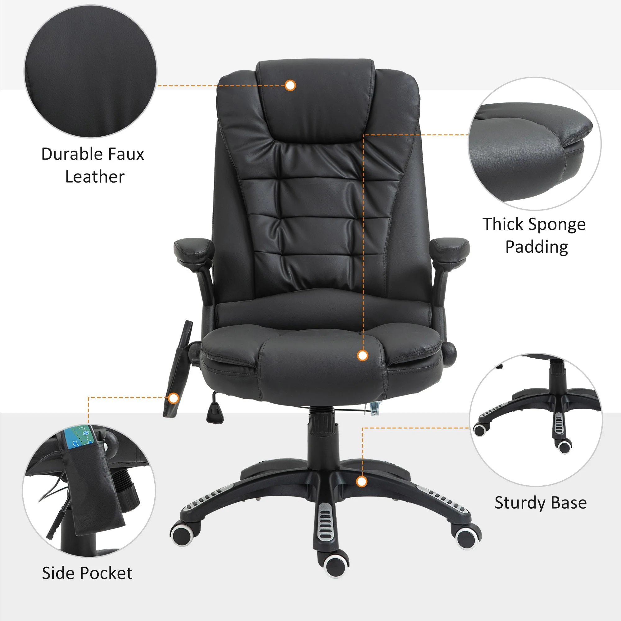 Homcom Executive Office Chair With Massage And Heat - Image 8