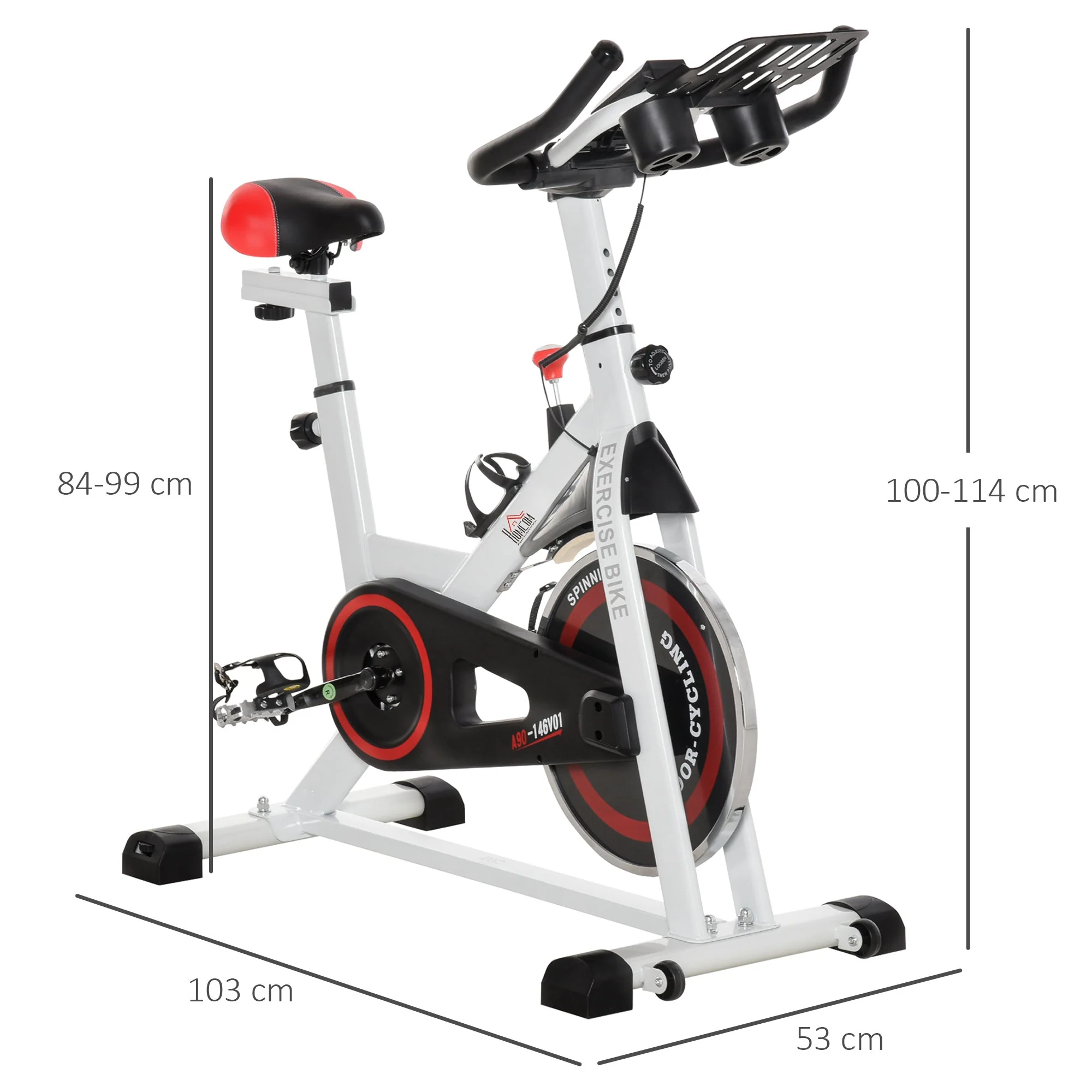 Homcom Exercise Cycling Bike Indoor Stationary Cardio Workout Fitness Racing Machine W/ Adjustable Resistance - Image 3