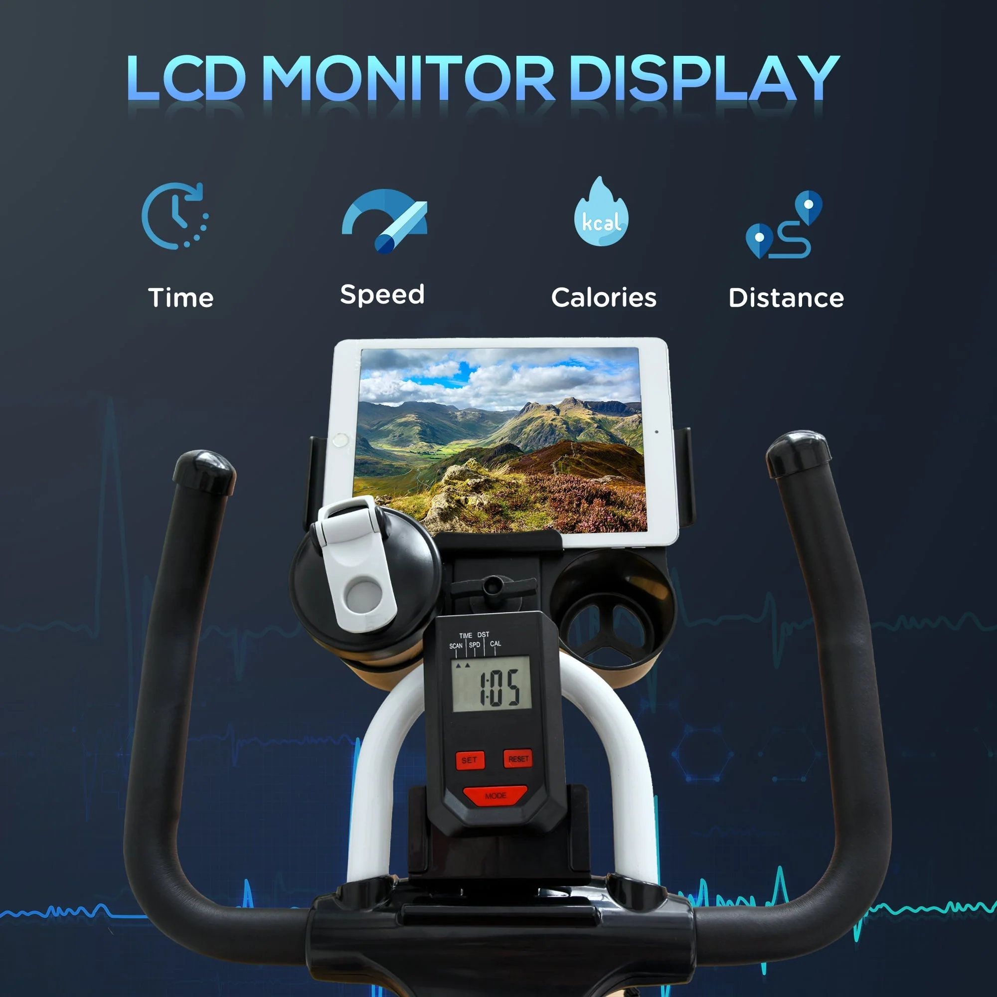 Homcom Exercise Cycling Bike Indoor Stationary Cardio Workout Fitness Racing Machine W/ Adjustable Resistance - Image 5