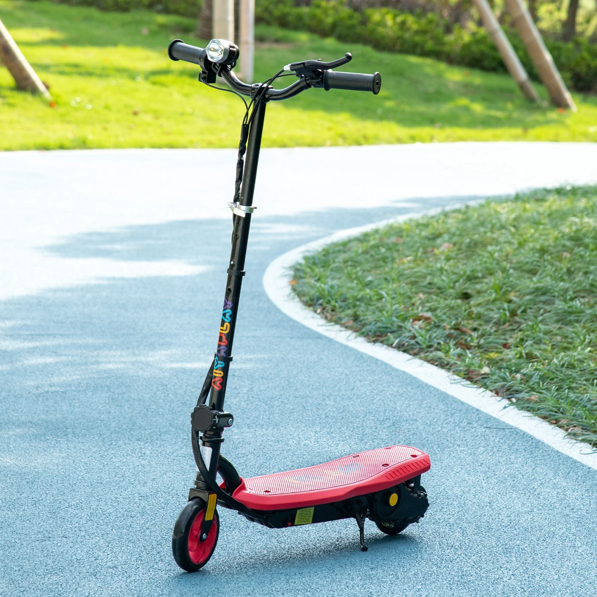 Homcom Foldable Electric Scooter With Led Headlight For Ages 7-14 Years - Red - Image 2