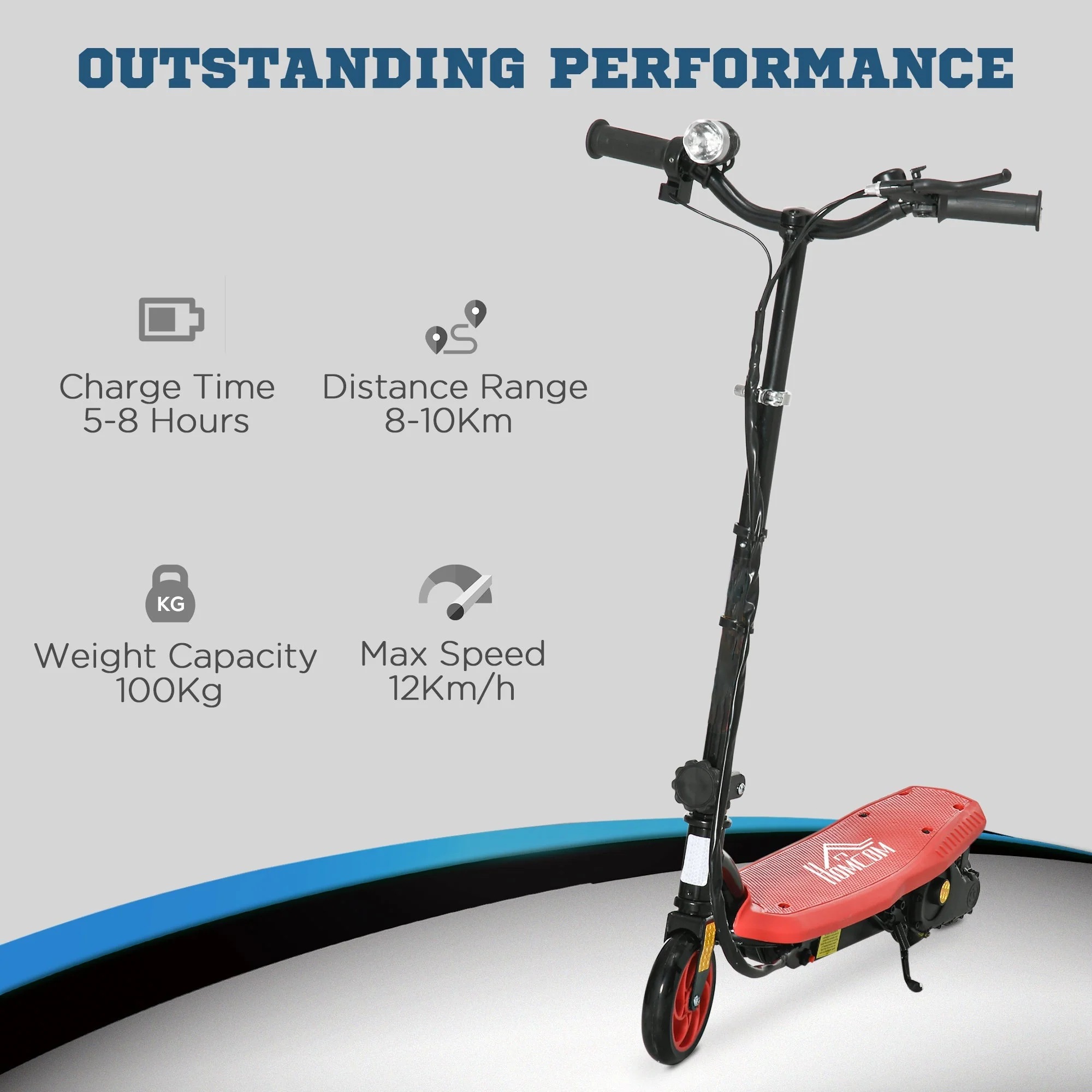 Homcom Foldable Electric Scooter With Led Headlight For Ages 7-14 Years - Red - Image 4