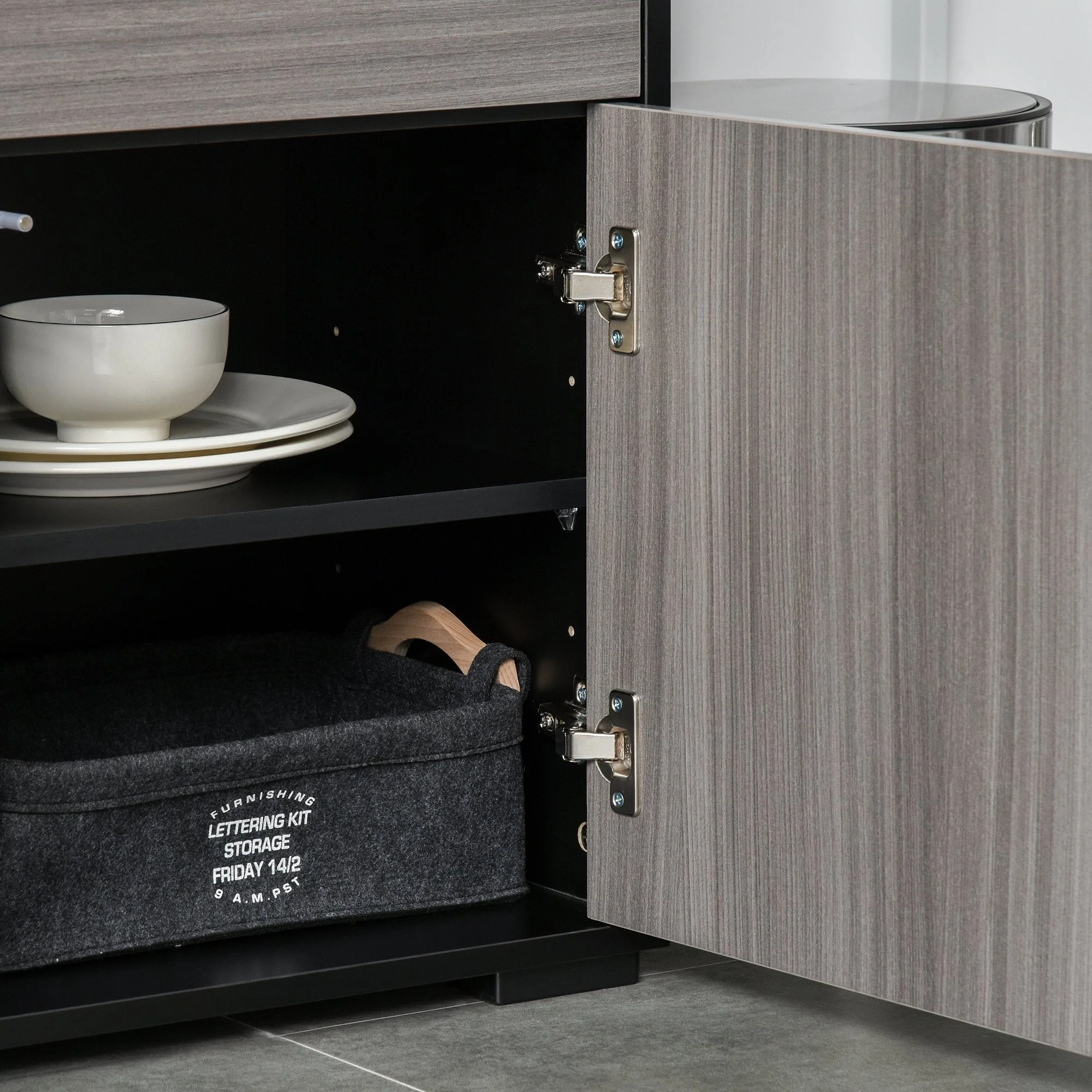 Homcom High Gloss Frame Sideboard Push-Open Design With 2 Drawer For Living Room Bedroom Light Grey And Black - Image 9