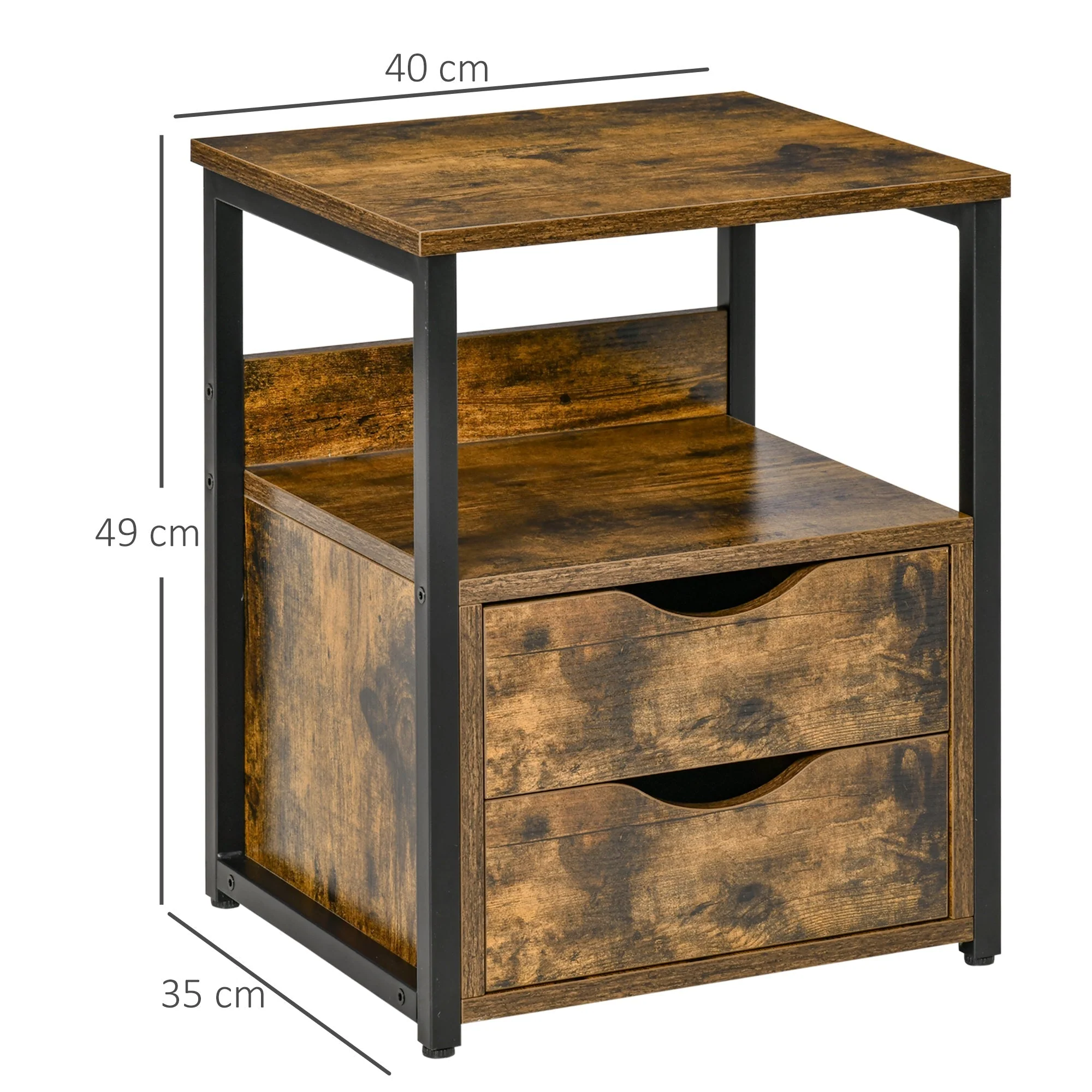 Homcom Industrial Side Table With Drawer - Image 3