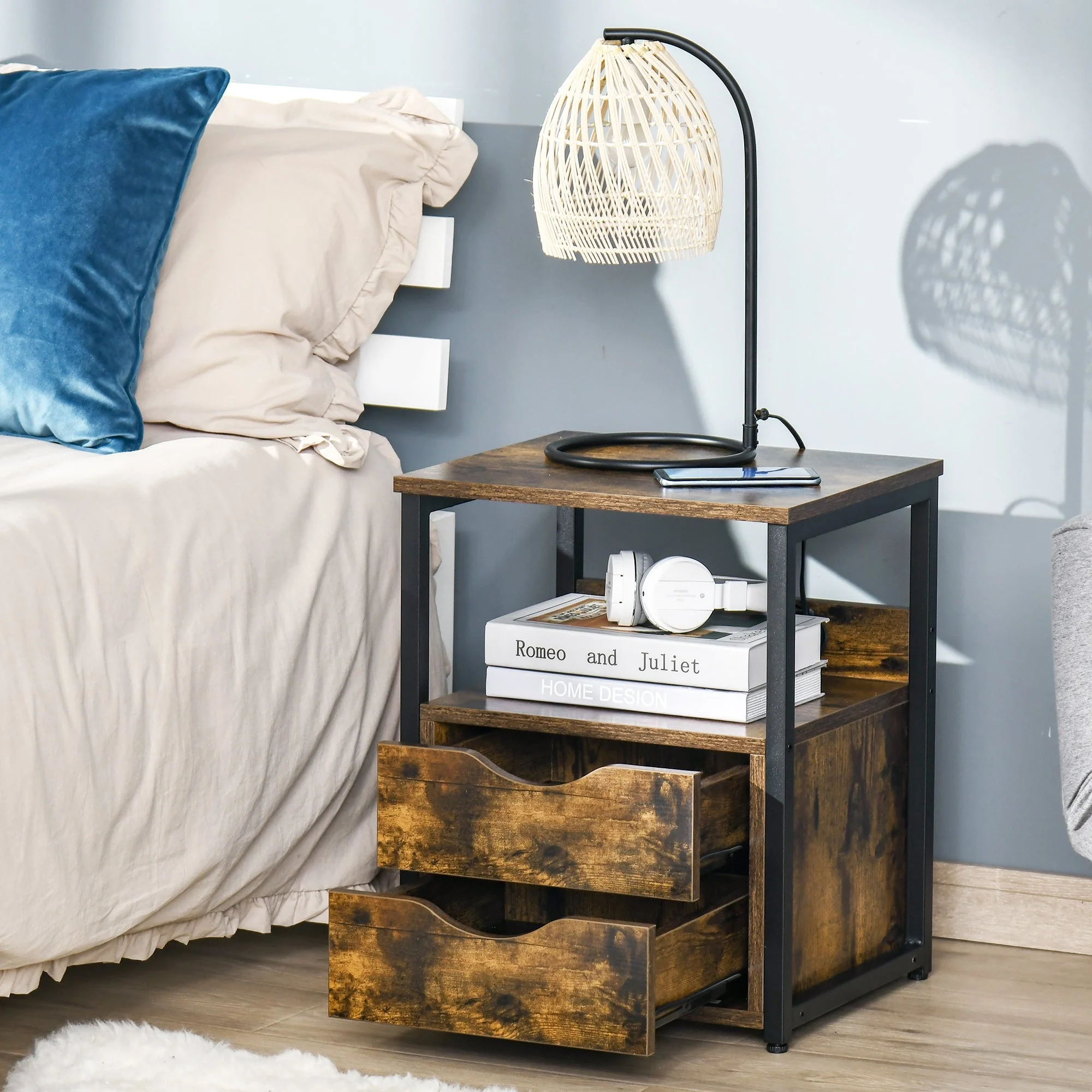 Homcom Industrial Side Table With Drawer - Image 7