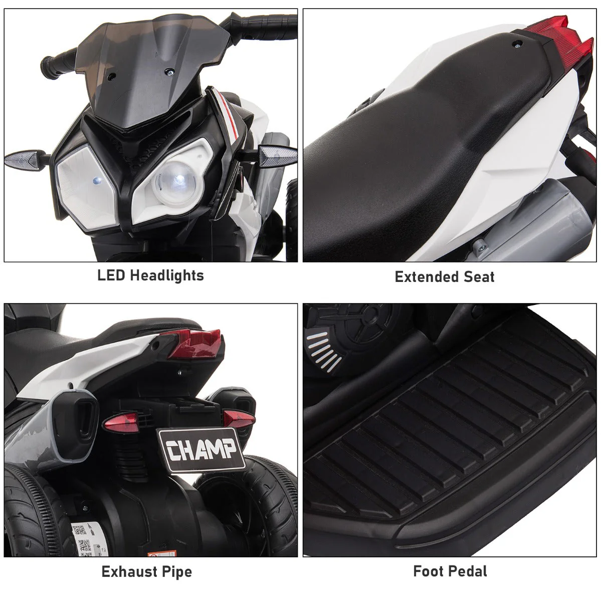 Homcom Kids 6V Battery Steel Enforced Motorcycle Ride On Trike Black - Image 4