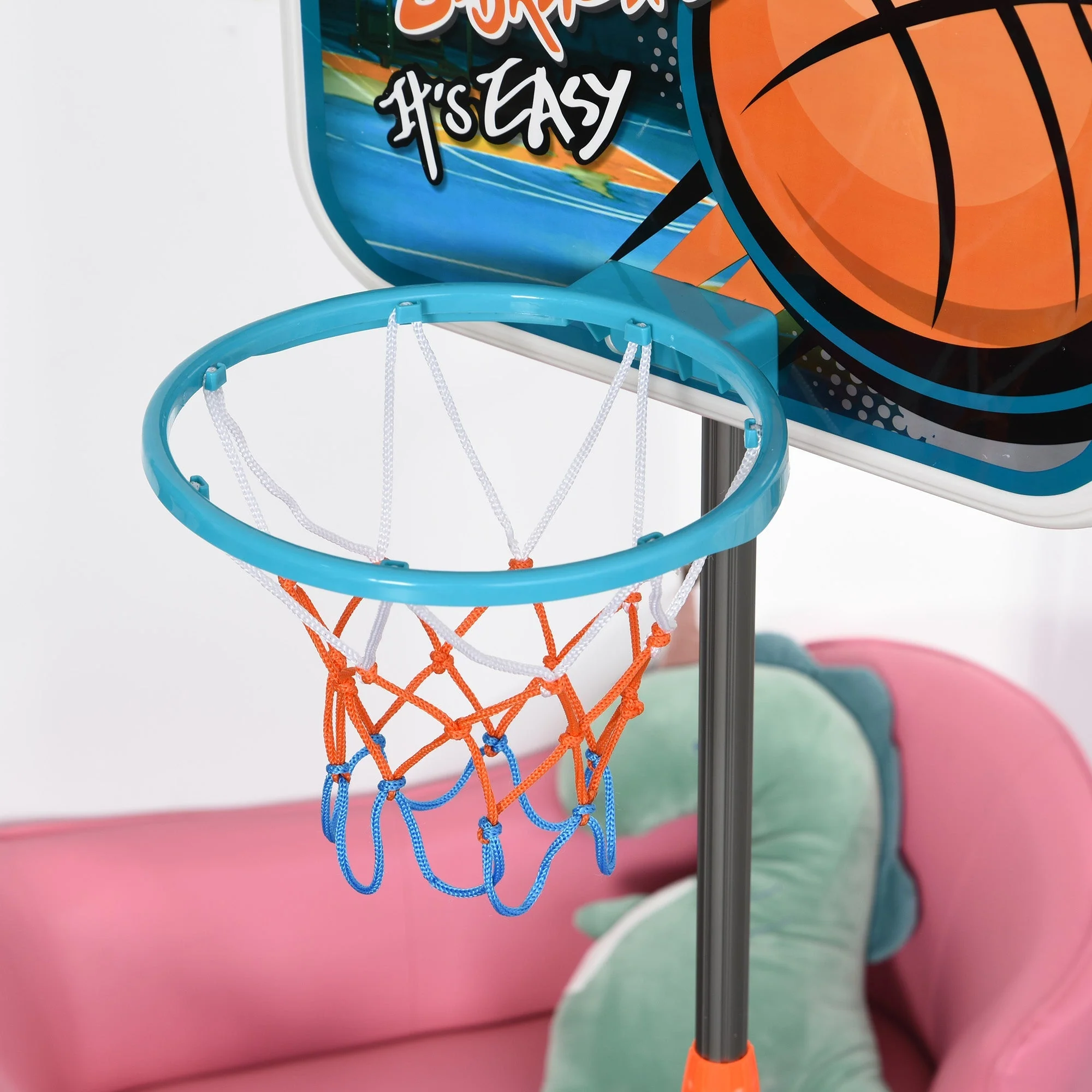 Homcom Kids Height Adjustable Aluminium Basketball Hoop Stand With Ball - Image 8