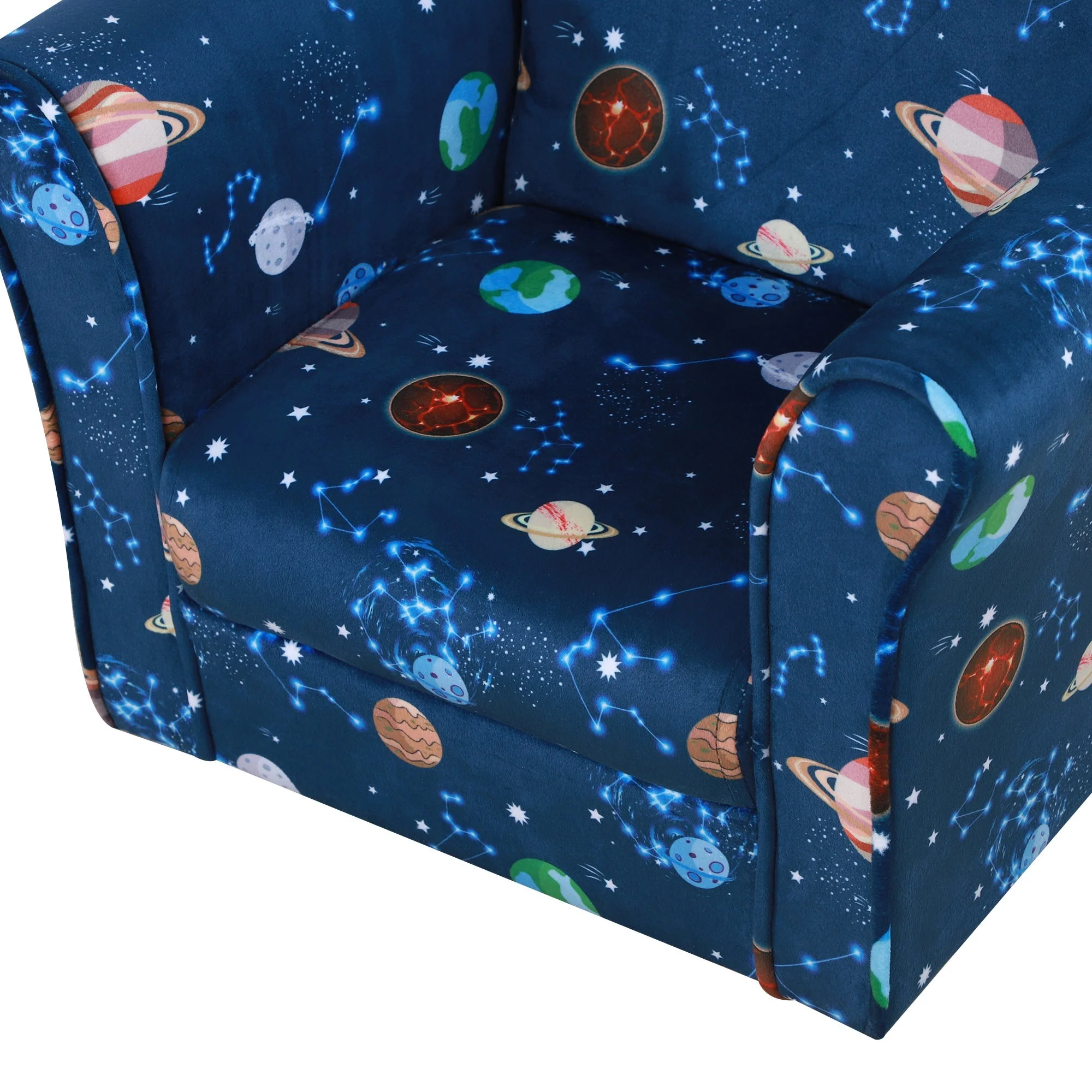 Homcom Kids Planet-Themed Armchair With Non-Slip Feet Wooden Frame - Blue - Image 9