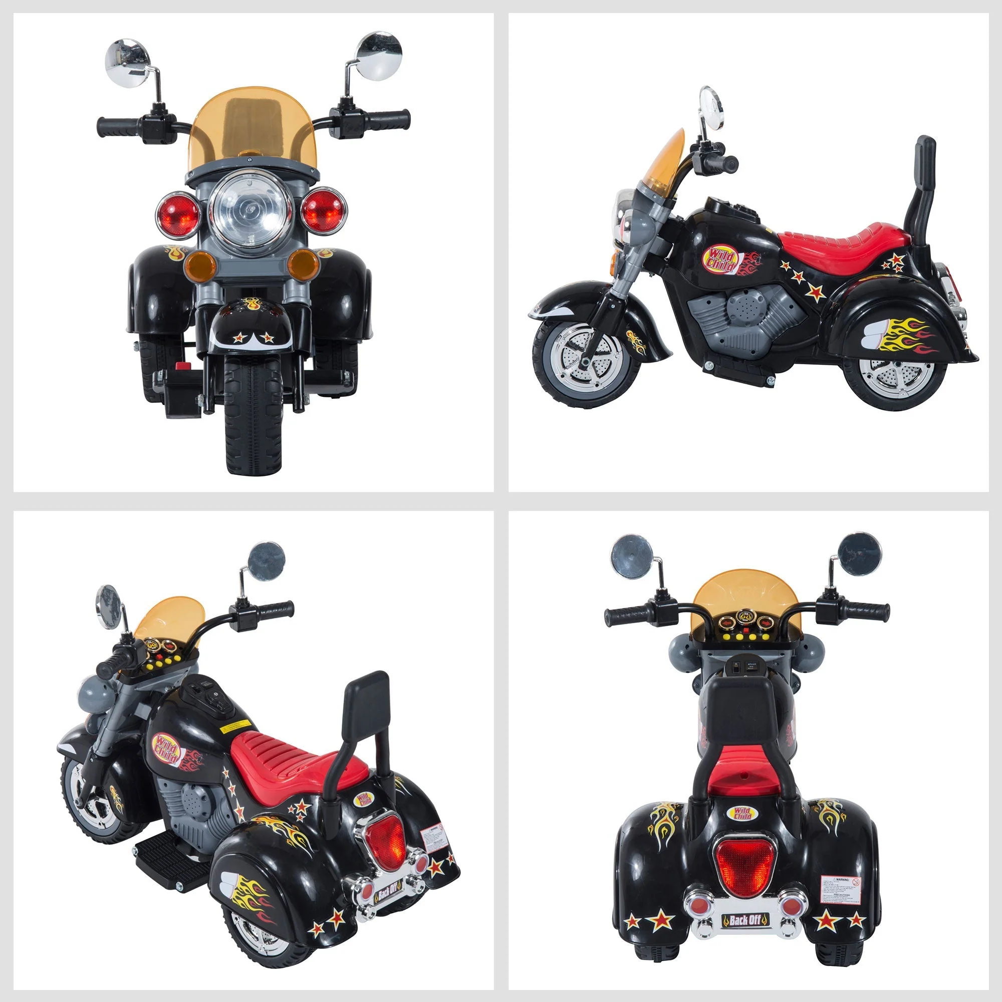 Homcom Kids Ride On Toy Car Motorbike Electric Scooter 6V Battery Operated Toy Trike-Black - Image 7