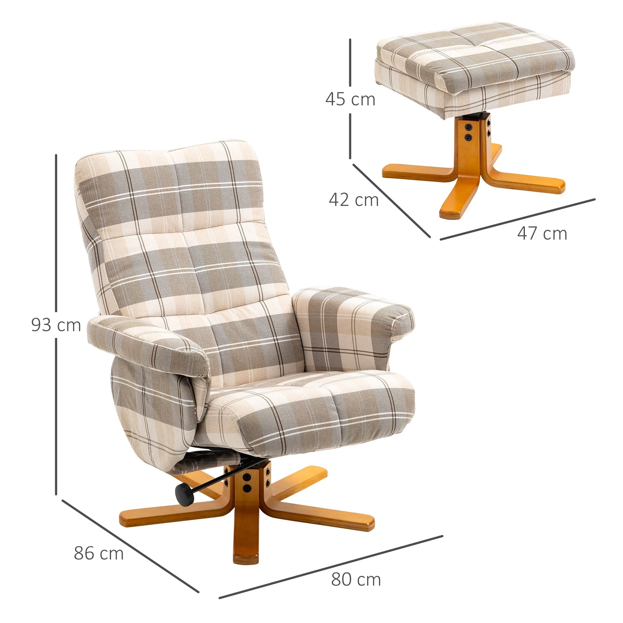 Homcom Linen Swivel Recliner Chair with Footstool - Image 3