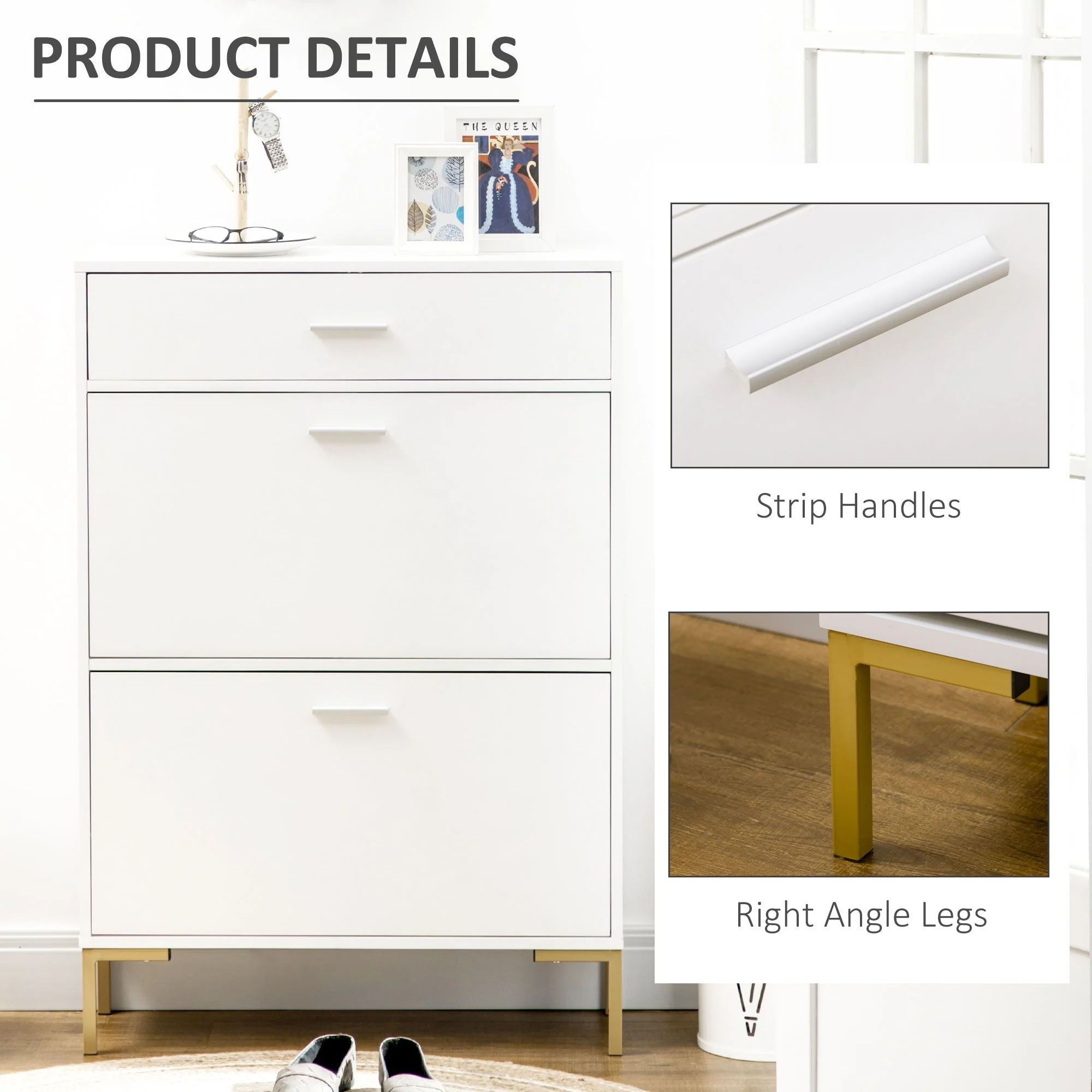 Homcom Modern Shoe Cabinet With 2 Flip Doors - Image 7