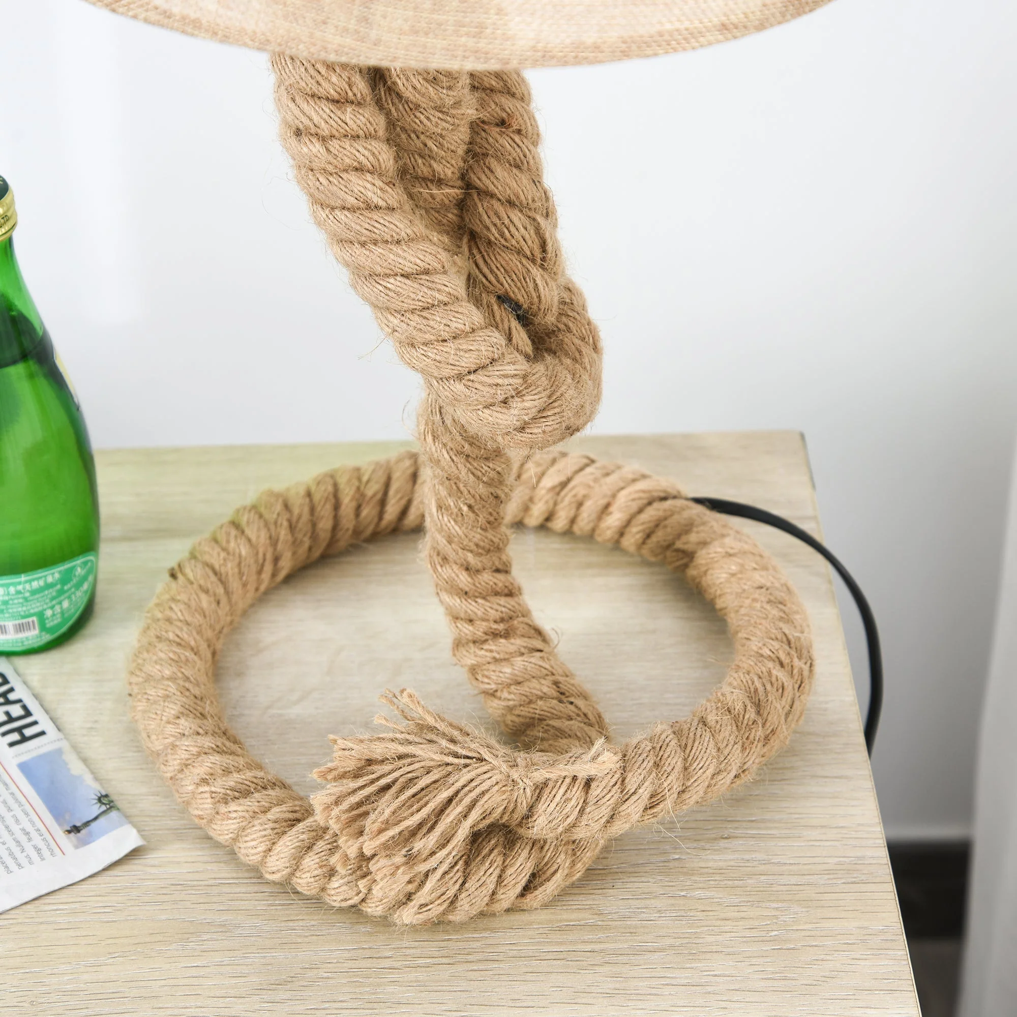 Homcom Nautical Style Table Lamp With Fabric Lampshade Metal Frame Power Switch - Image 9