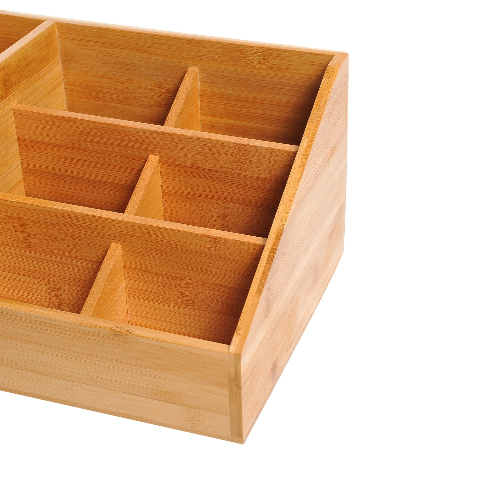 Homcom Organiser Holder Multi-Function Storage Caddy Drawers Home Office Stationary Supplies 7 Storage Compartments And 2 Drawers Natural Wood - Image 9