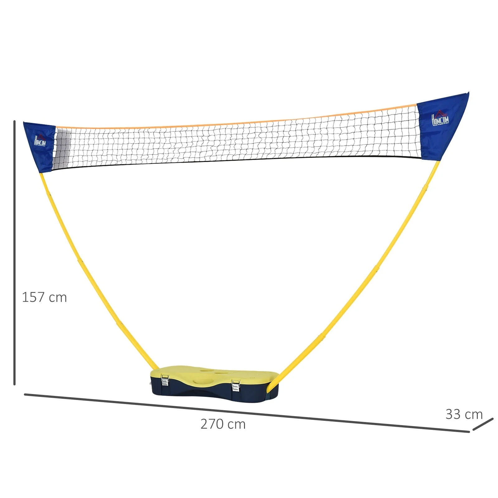 Homcom Plastic Portable Badminton Net Blue/Yellow - Image 3