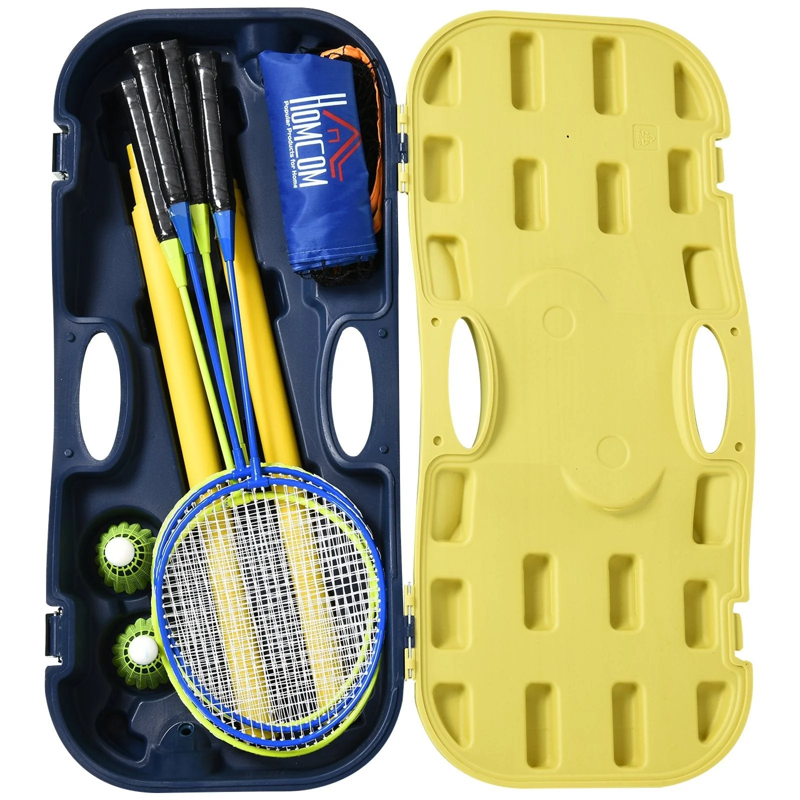 Homcom Plastic Portable Badminton Net Blue/Yellow - Image 8