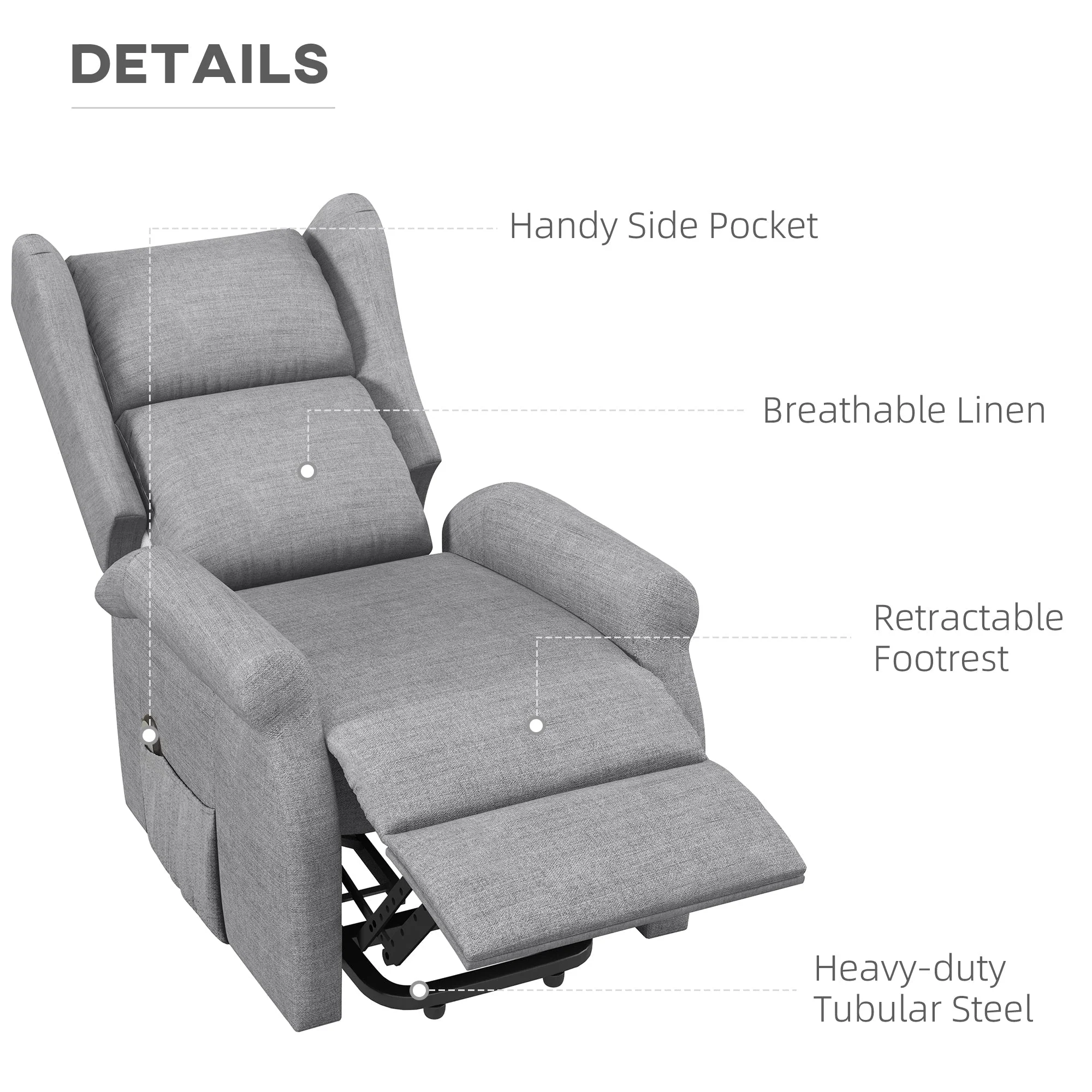 Homcom Power Lift Chair for the Elderly with Remote Control - Image 4