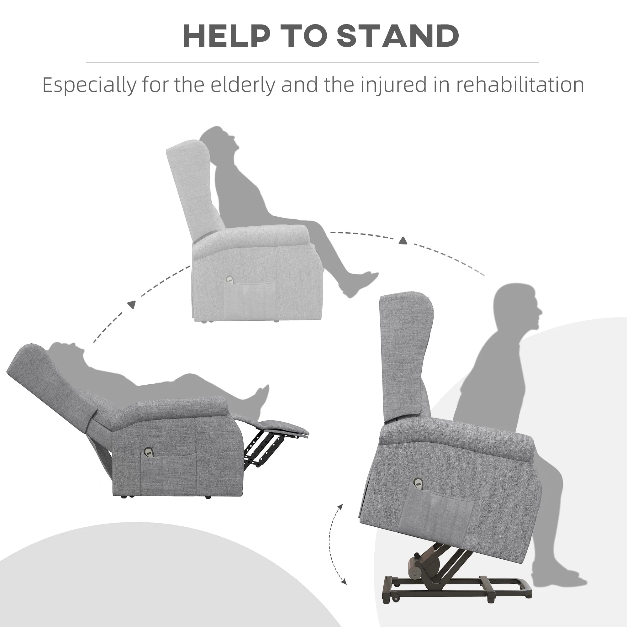Homcom Power Lift Chair for the Elderly with Remote Control - Image 6