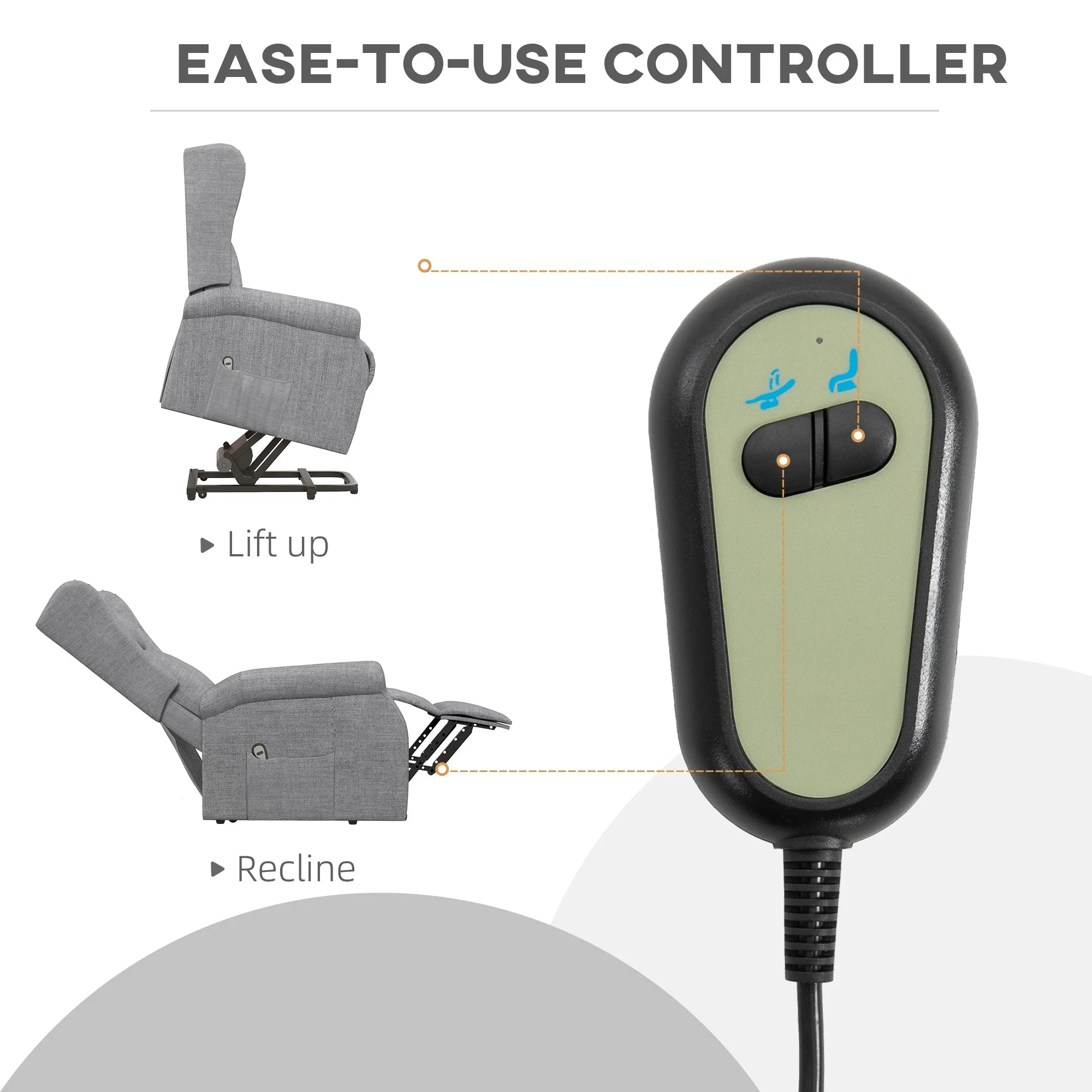 Homcom Power Lift Chair for the Elderly with Remote Control - Image 7