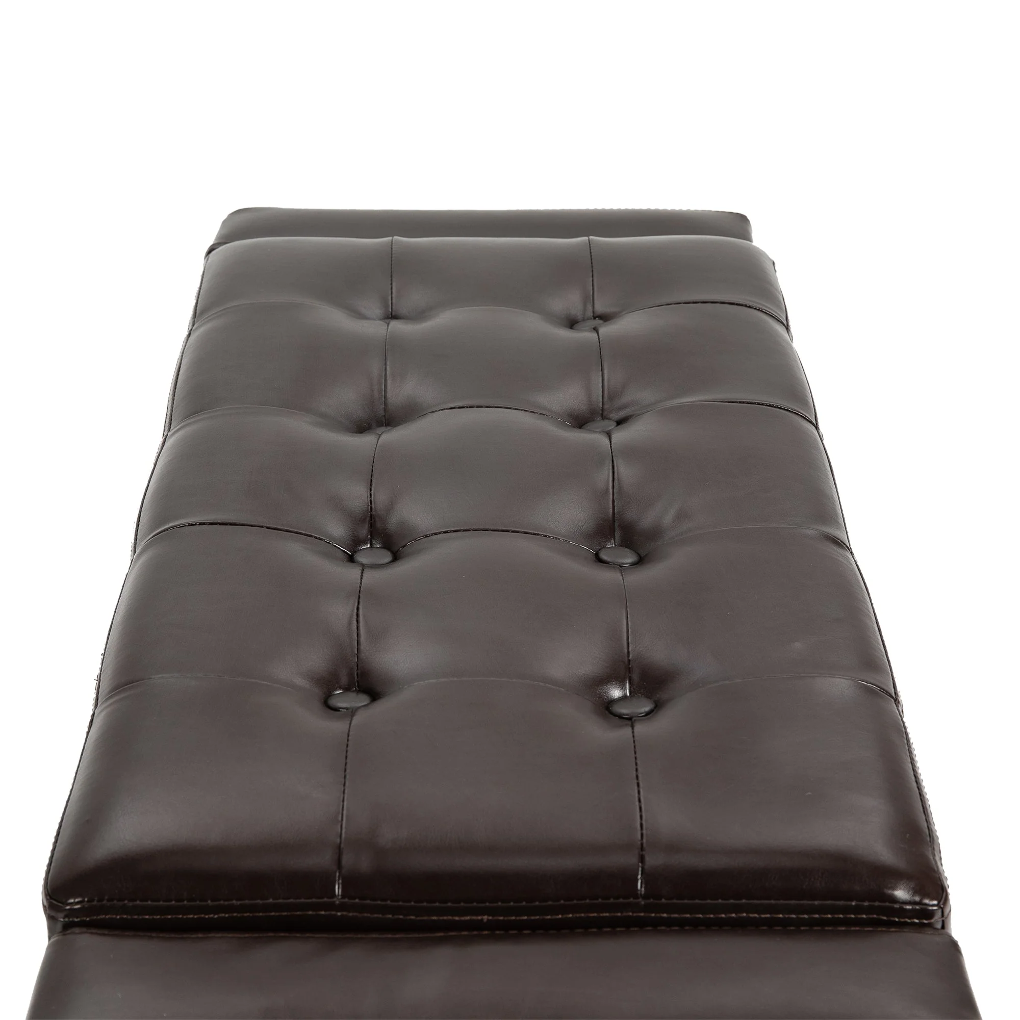 Homcom Pu Leather Storage Ottoman Bench Storage Chest Tufted Ottoman Cube With Flipping Top 92L X 40W X 40H cm Brown - Image 7