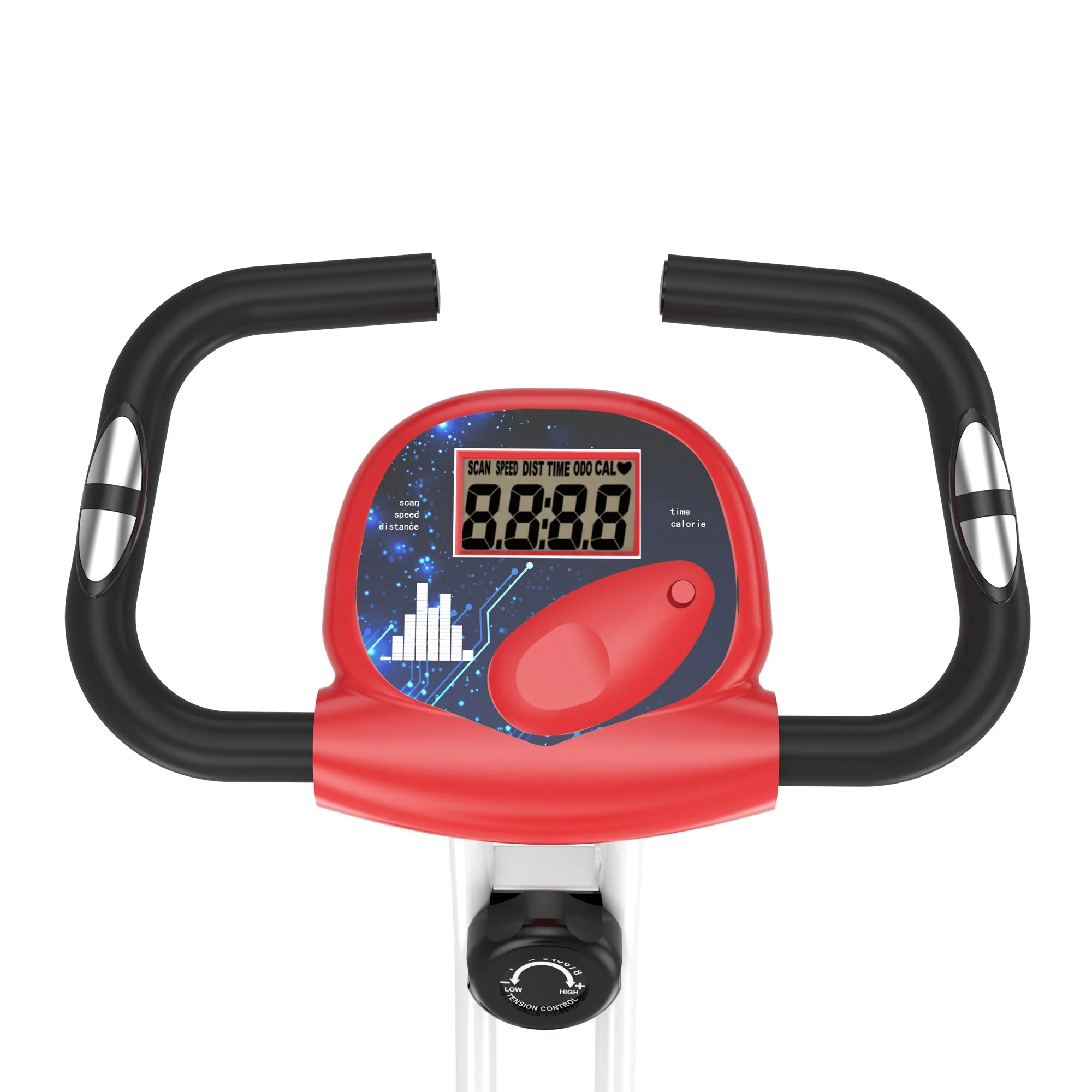 Homcom Steel Manual Stationary Bike Resistance Exercise Bike w/ LCD Monitor Red - Image 9