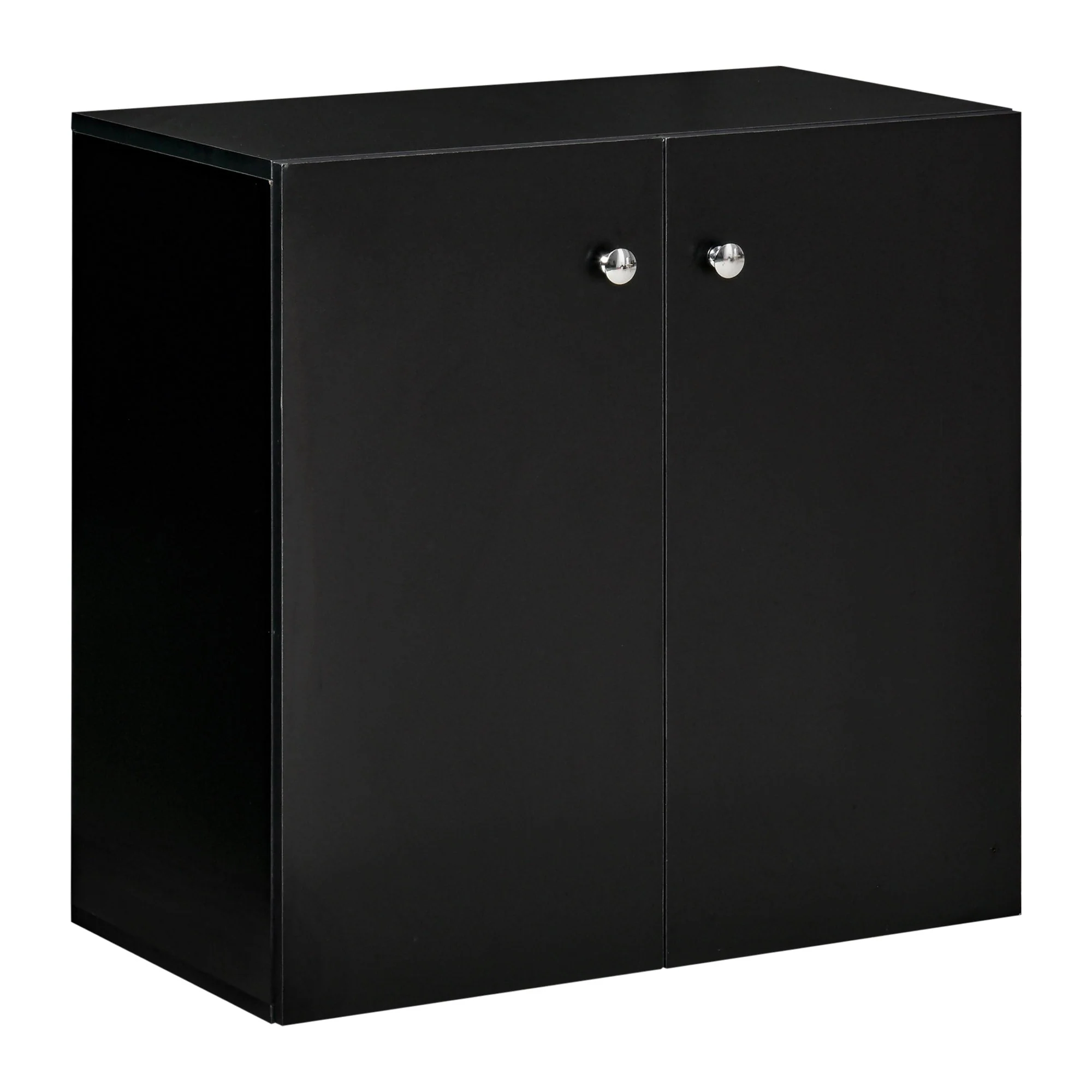 Homcom Storage Cabinet With Two Shelves Wooden Sideboard Freestanding Kitchen Cupboard Bookcase - Black - Image 2