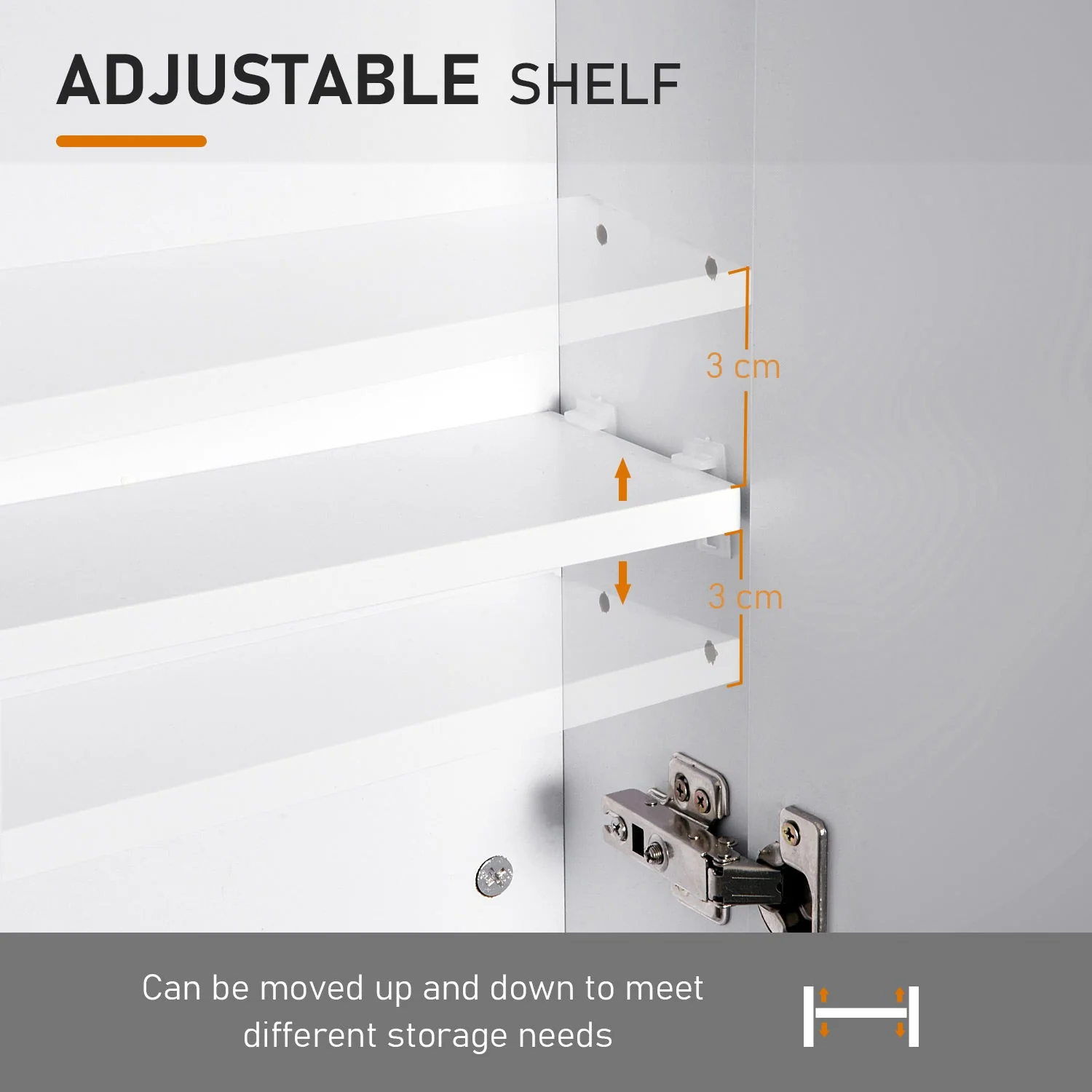 Homcom Wall Mount Mirror Cabinet Wood Bathroom Storage Shelf Double Door Cupboard Adjustable (60Wx15Dx75H (cm)) - Image 7