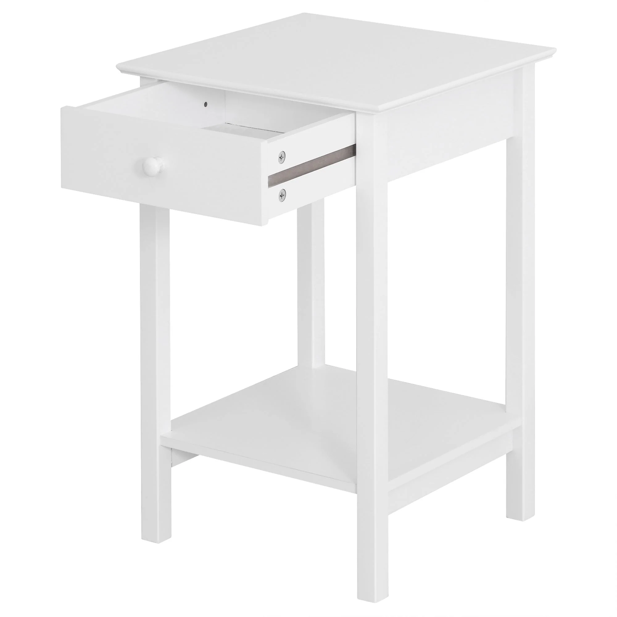 Homcom Wooden Bedside Table Cabinet With Drawer Shelf Storage End Side White Multipurpose Bedroom Night Stand - Image 6