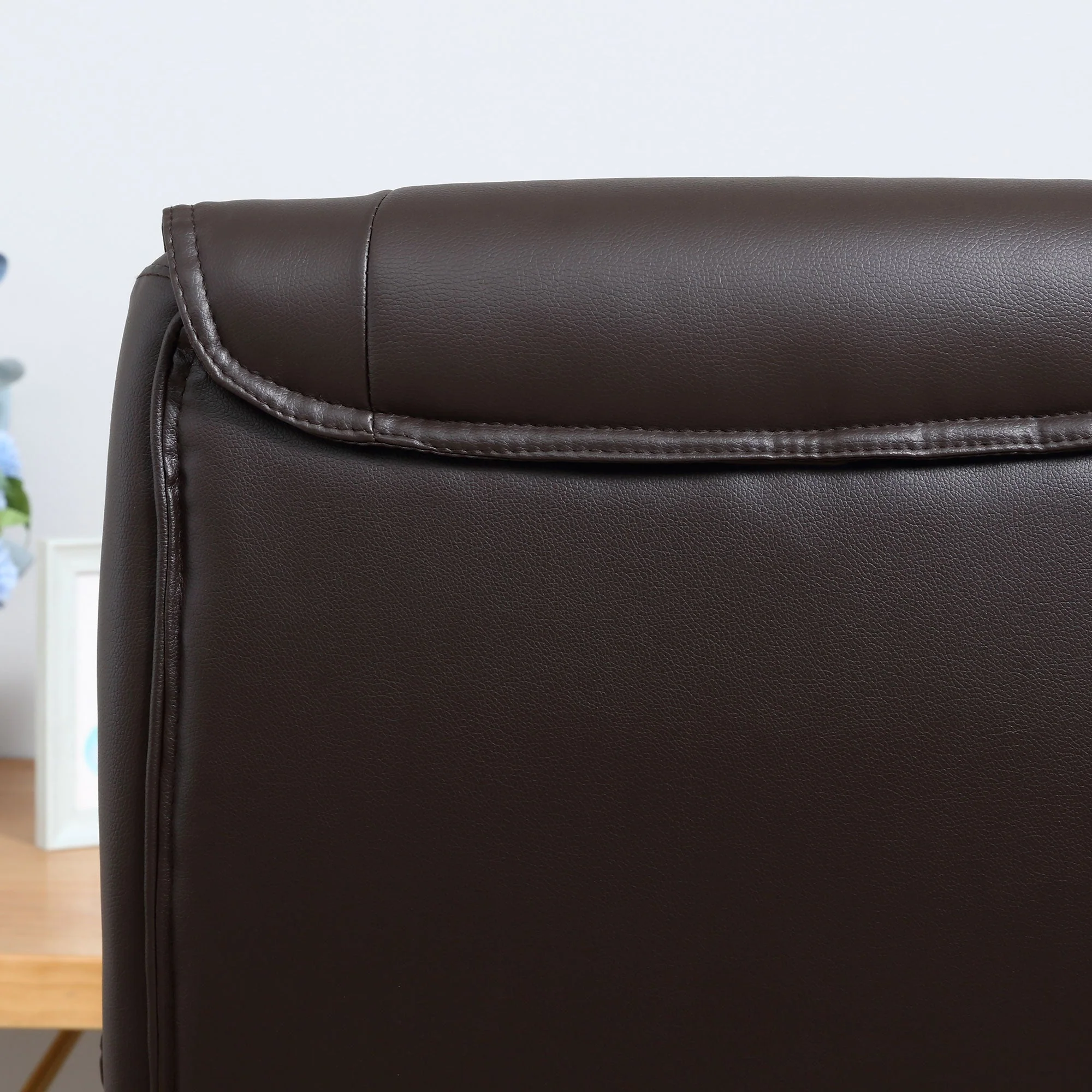 Home Office Chair High Back Computer Desk Chair with Faux Leather Adjustable Height Rocking Function Brown - Image 8
