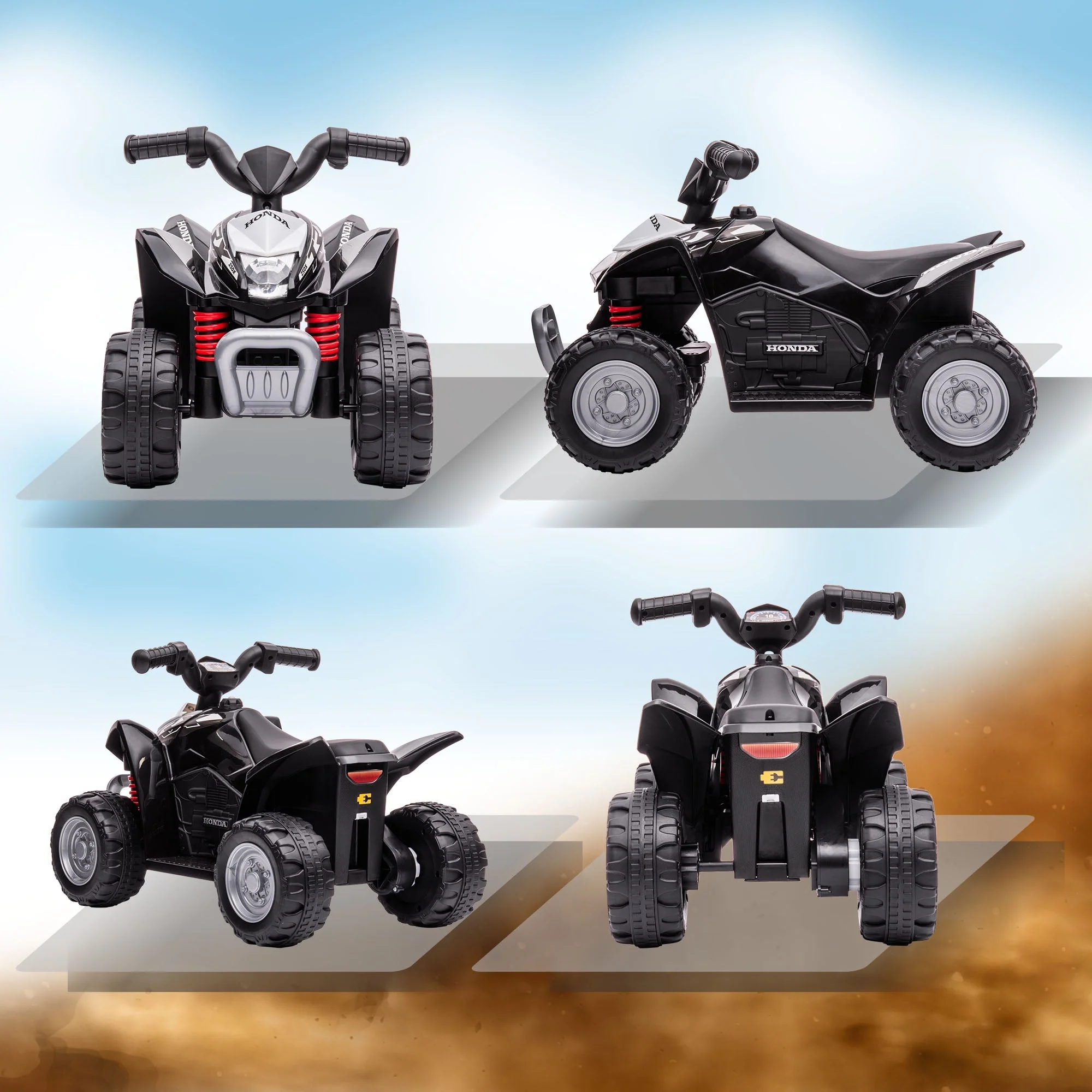 Honda Ride On Quad Bike With LED Light & Horn 1.5 To 3 Years Black by Aiyaplay - Image 7