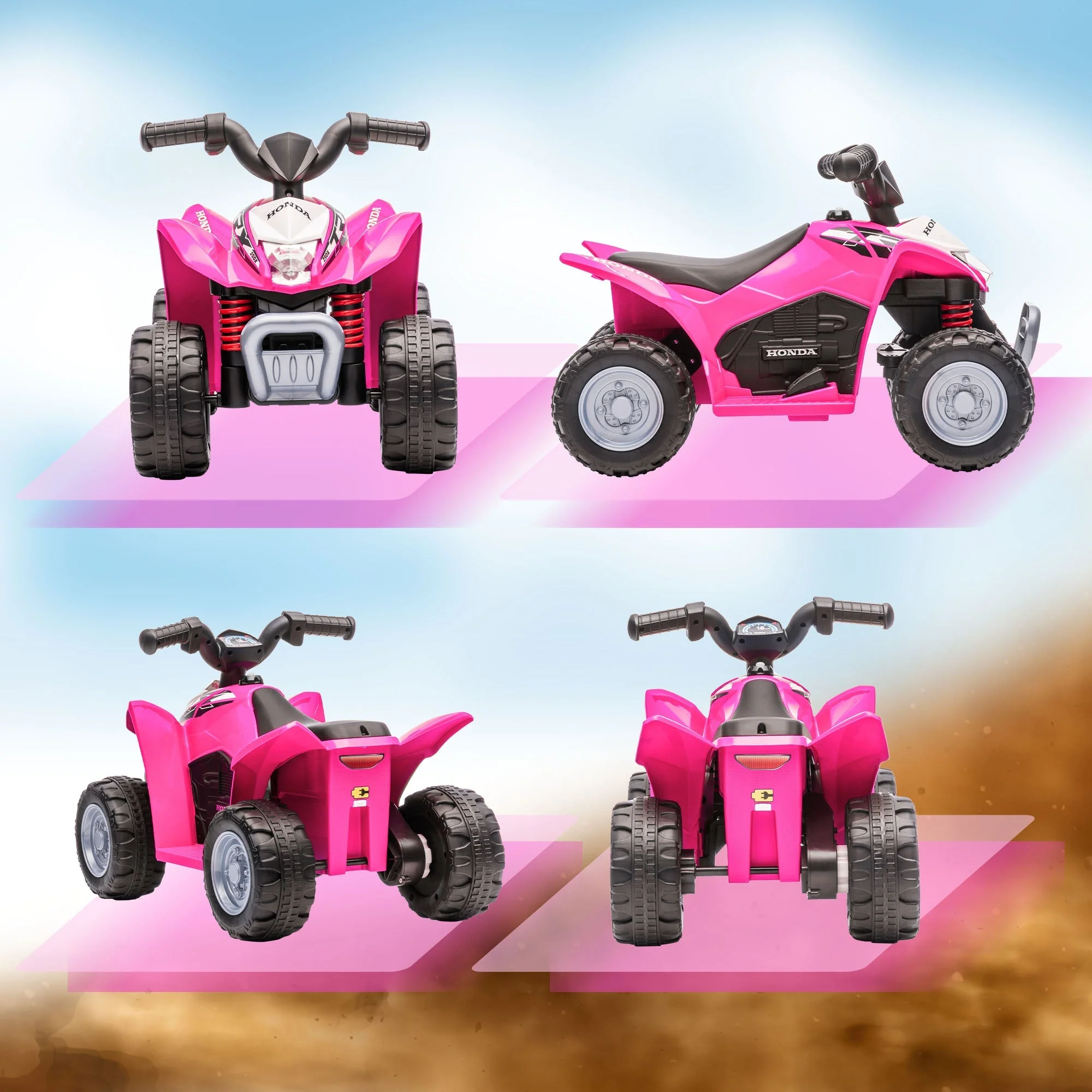 Honda Ride On Quad Bike With LED Light & Horn 1.5 To 3 Years Pink by Aiyaplay - Image 8