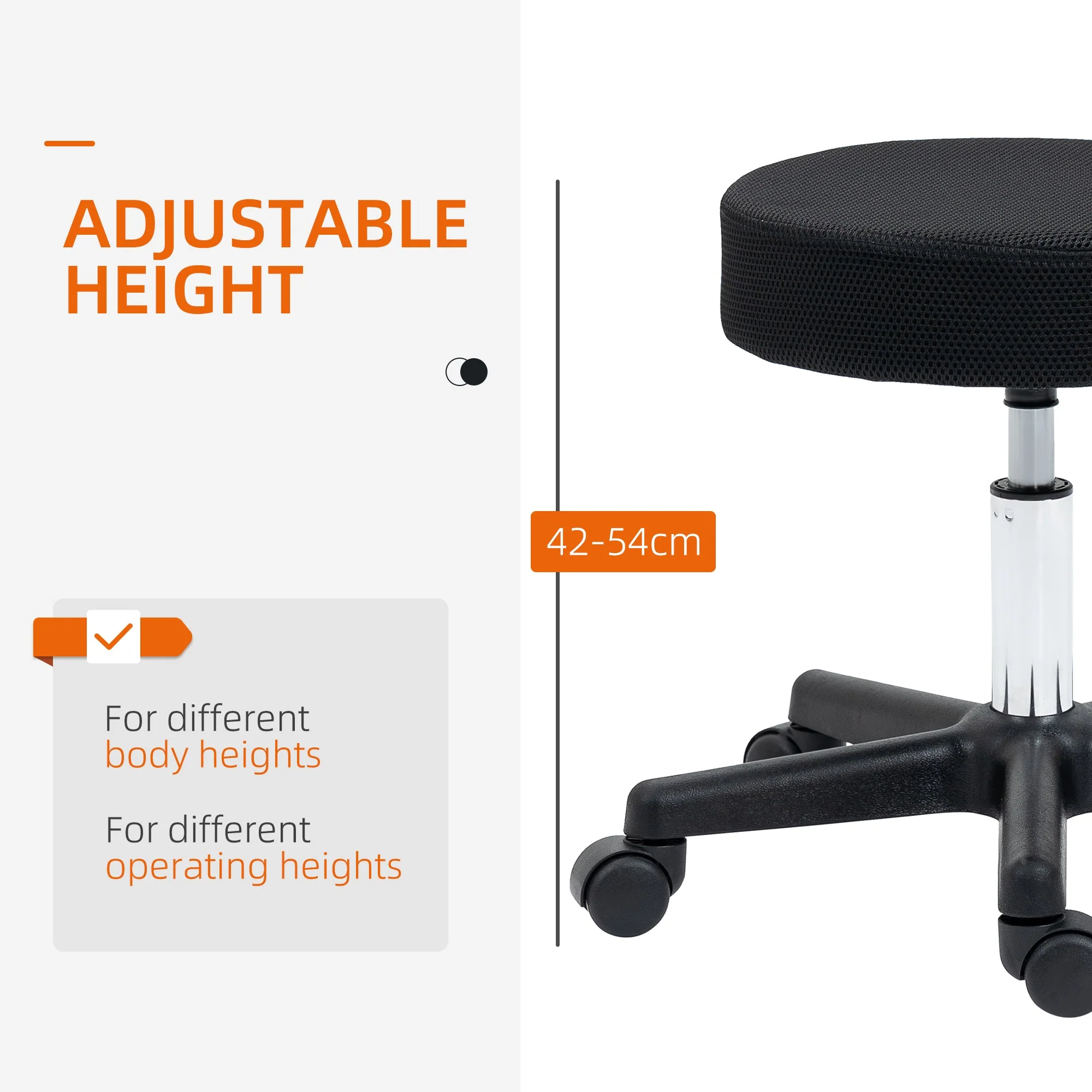 Hydraulic Swivel Salon Spa Stool Height Adjustable Facial Massage Tattoo with 3 Changeable Seat Covers - Image 4