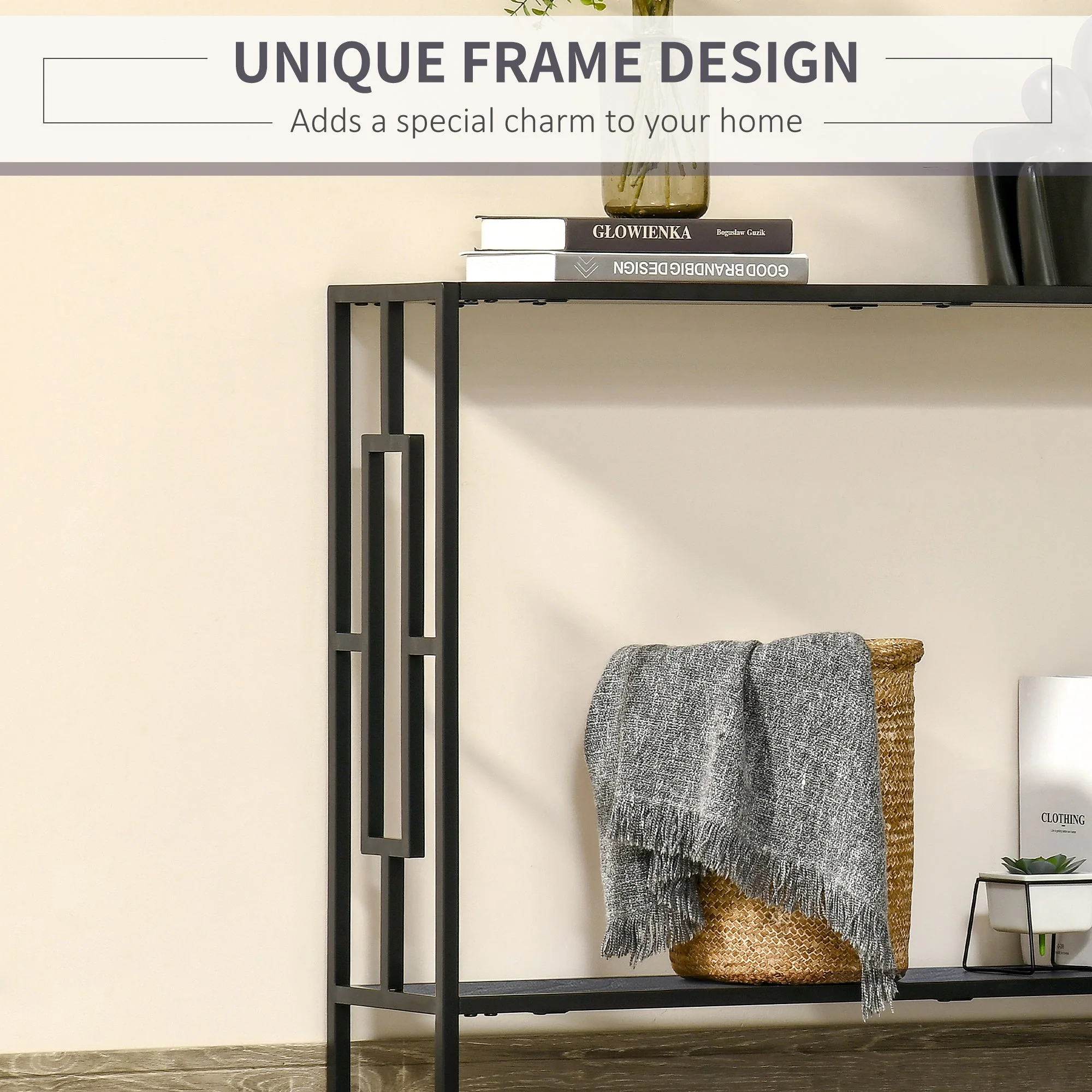 Industrial Console Table with Storage Shelf - Image 6