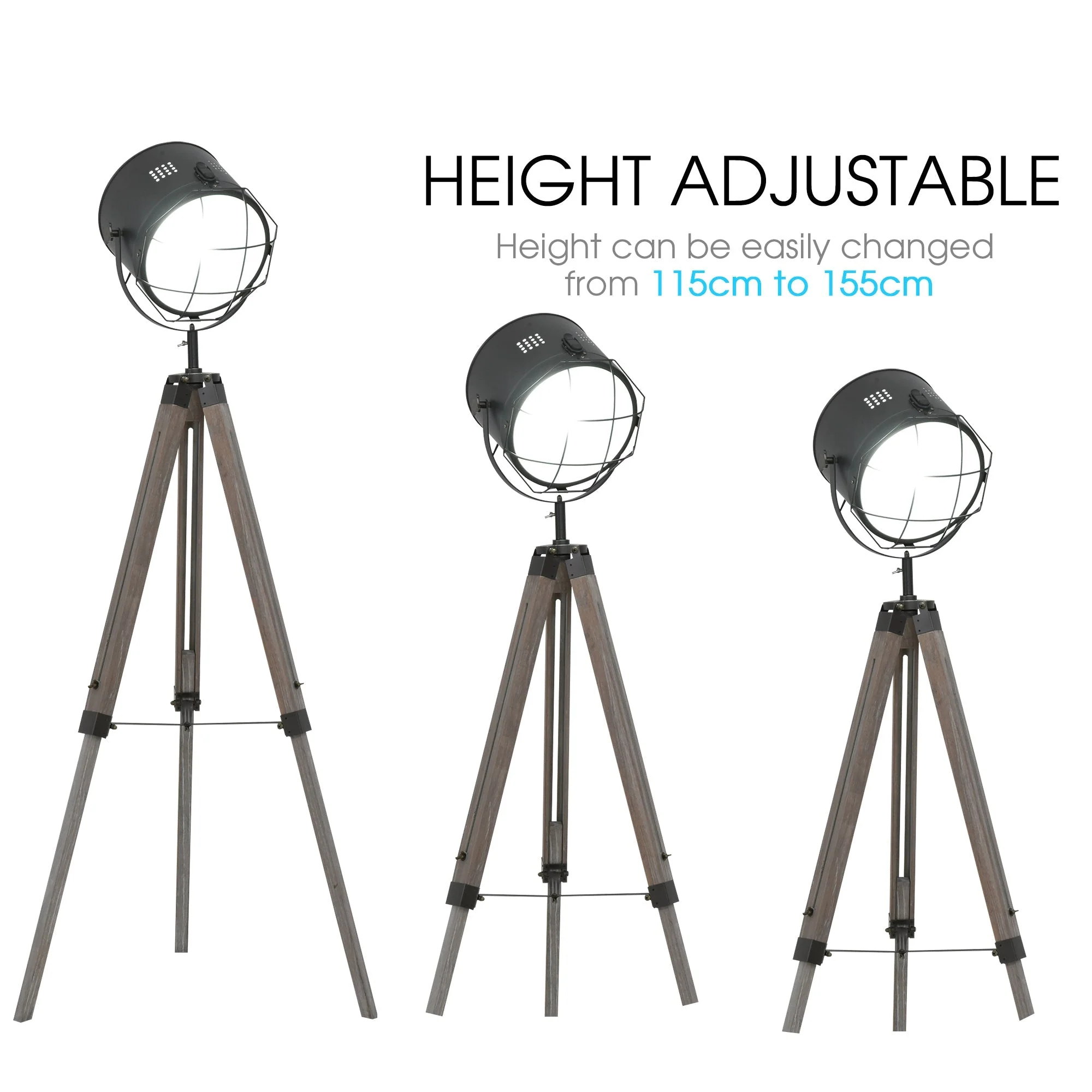 Industrial Style Adjustable Tripod Floor Lamp for Living Room Bedroom - Image 5
