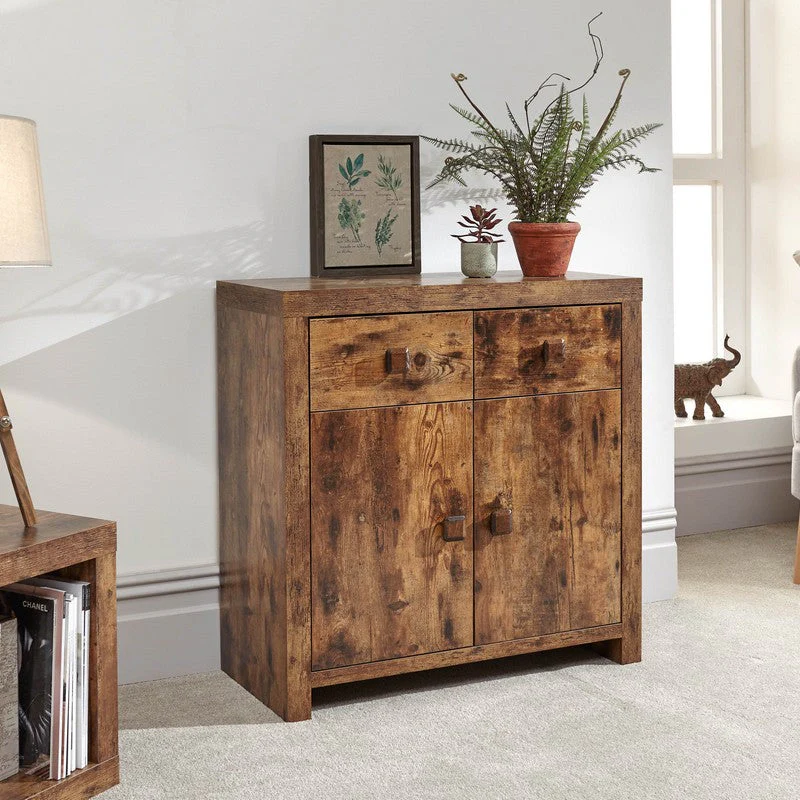 Jakarta Sideboard Melamine Natural 2 Doors 2 Shelves 2 Drawers - Image 2