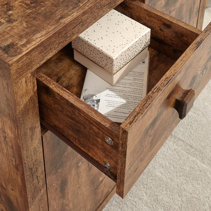 Jakarta Sideboard Melamine Natural 2 Doors 2 Shelves 2 Drawers - Image 3