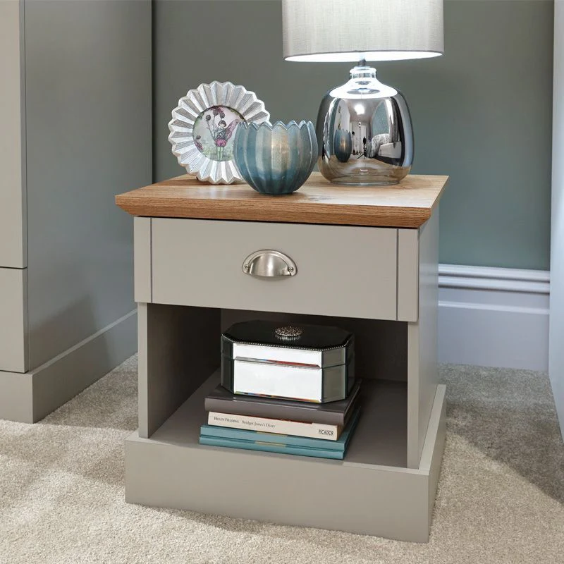 Kendal Bedside Table Grey 1 Shelf 1 Drawer - Image 6