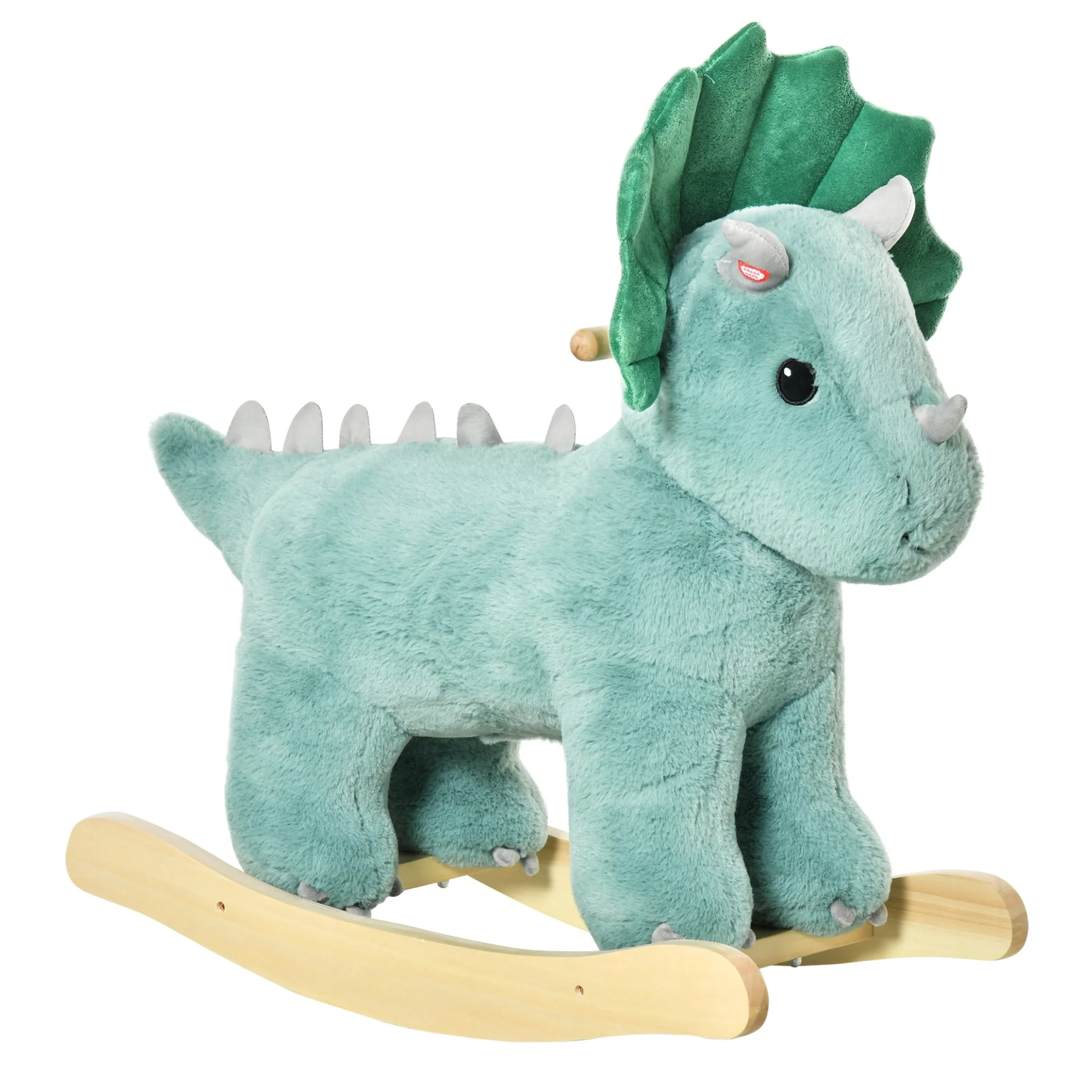 Kid Plush Ride-On Rocking Horse Triceratops-shaped Toy Rocker Realistic Sound - Image 2