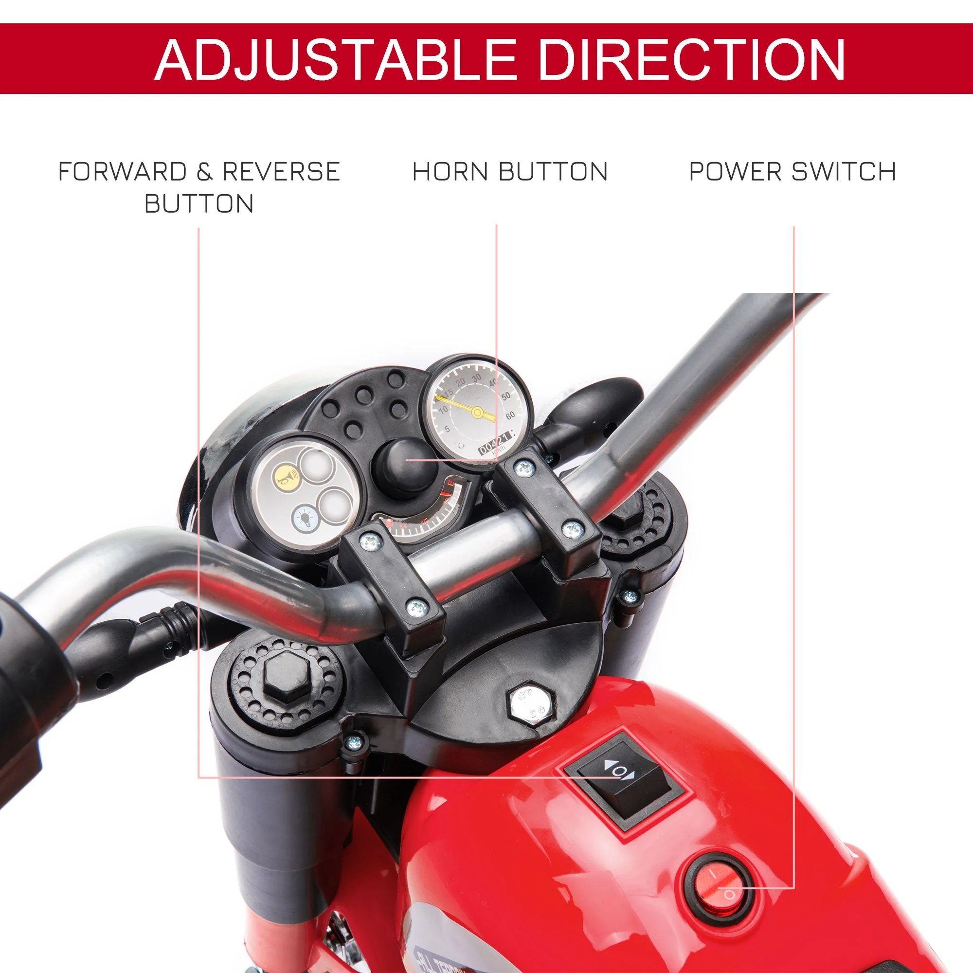 Kids 6V Electric Motorcycle Ride-On Toy Battery 18 - 36 Months Red - Image 6