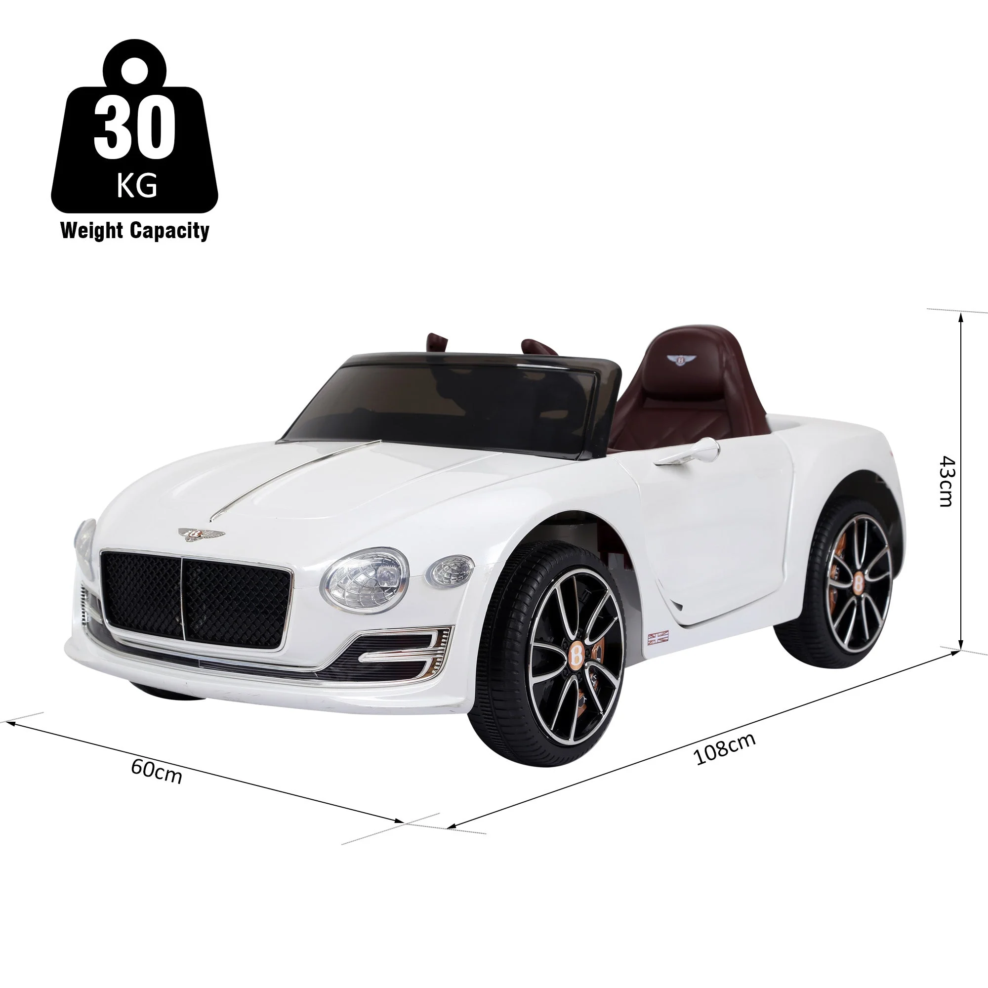 Kids Electric Car Kids Ride on Toys W/ LED Lights-White - Image 3